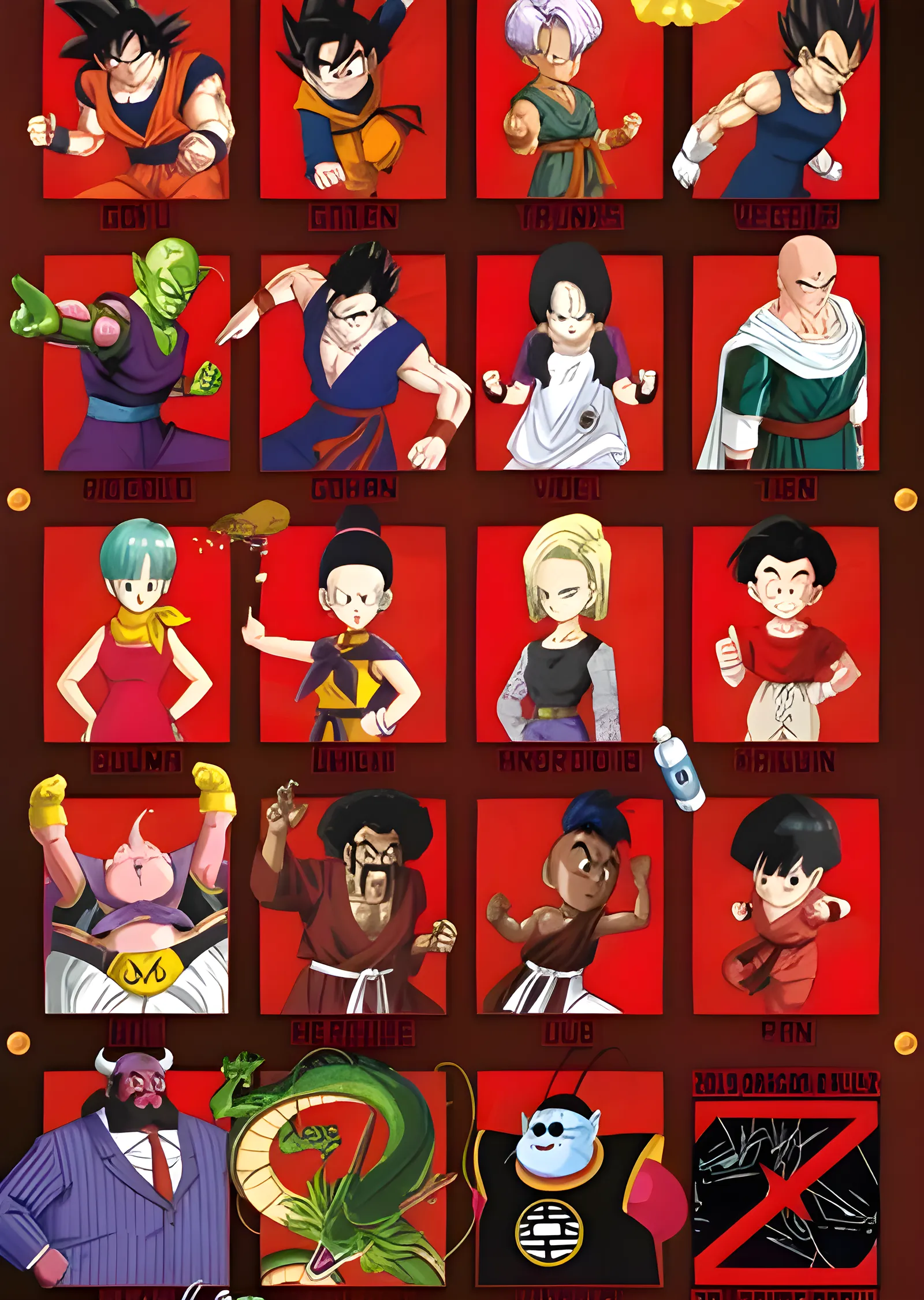 Dragon Ball Z: Yıl Dönümü Izgarası metal tablo