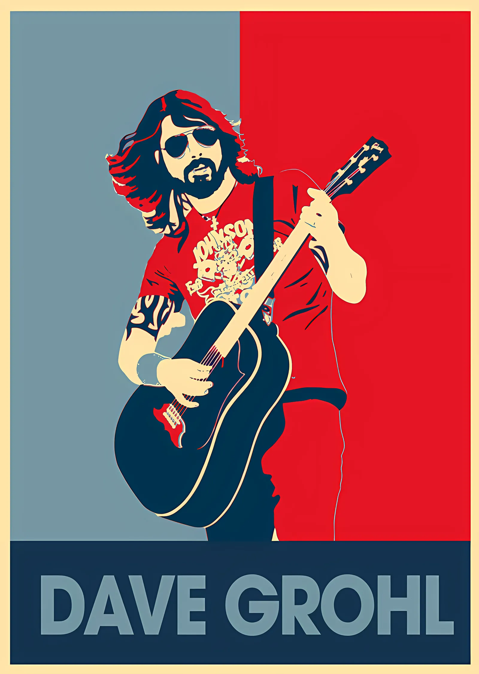 Dave Grohl - Kırmızı Poster Portre metal tablo