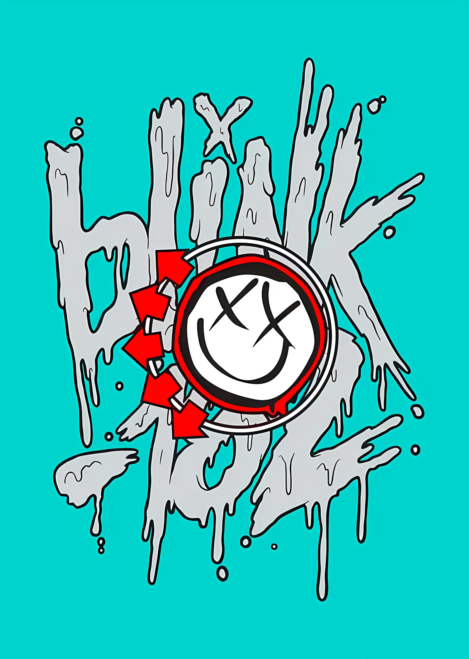 Blink-182 - Turkuaz Zeminde Grafiti Amblem metal tablo