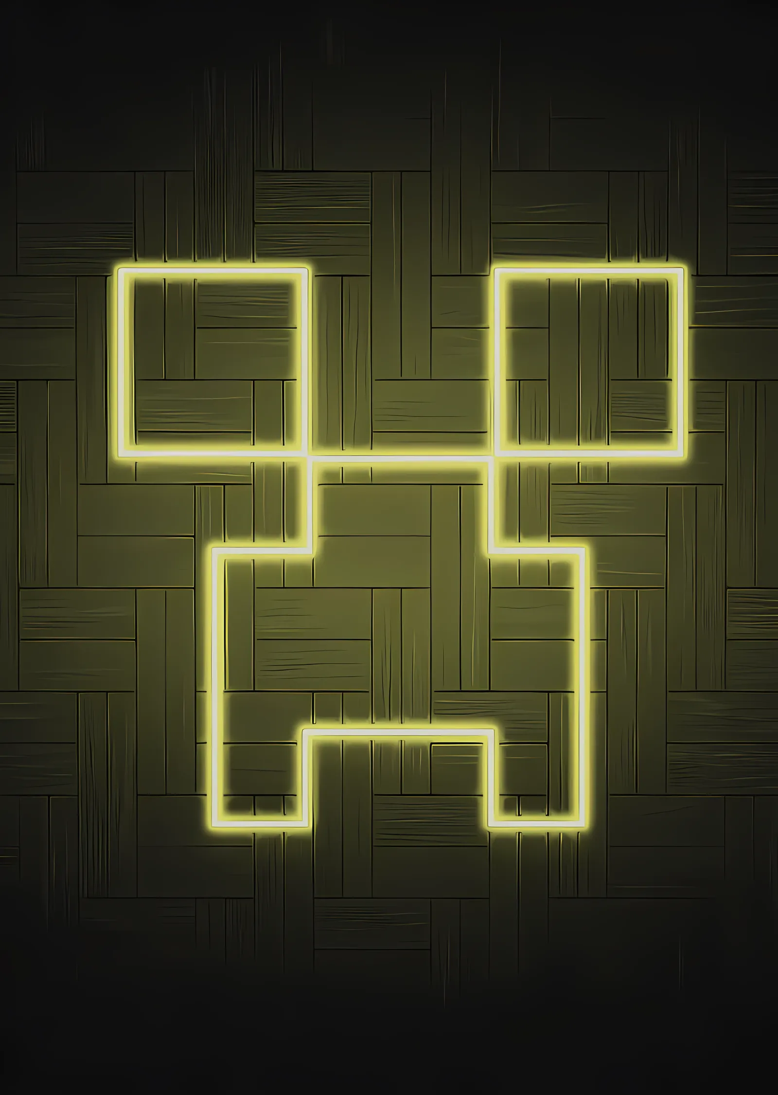 Minecraft - Neon Creeper Yüzü metal tablo