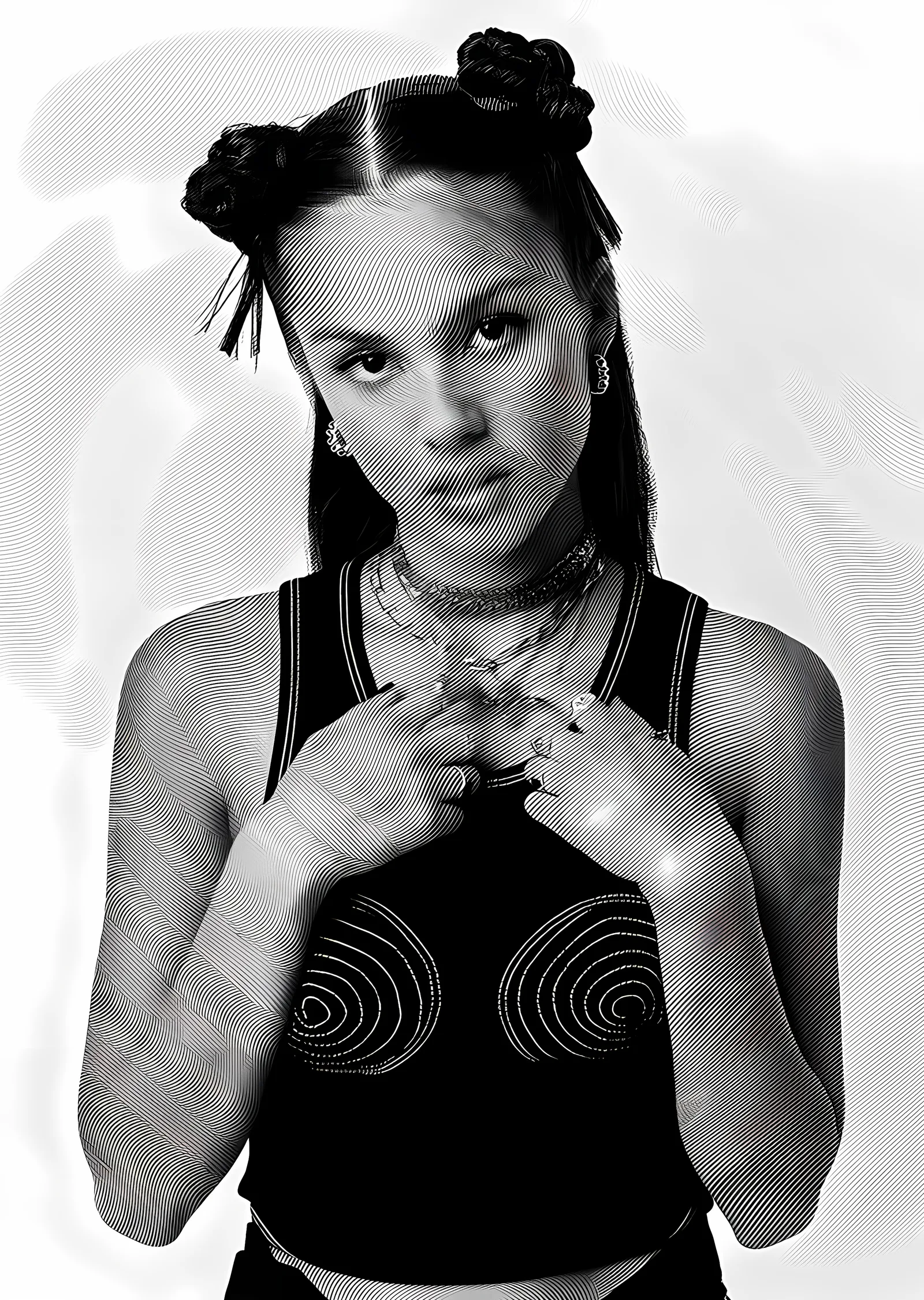 FKA twigs - Siyah Beyaz Portre metal tablo