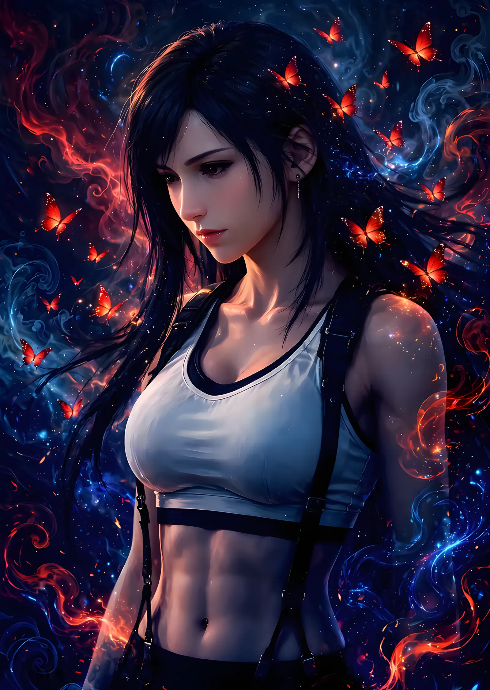 Tifa Lockhart - Kelebekli Ateş metal tablo