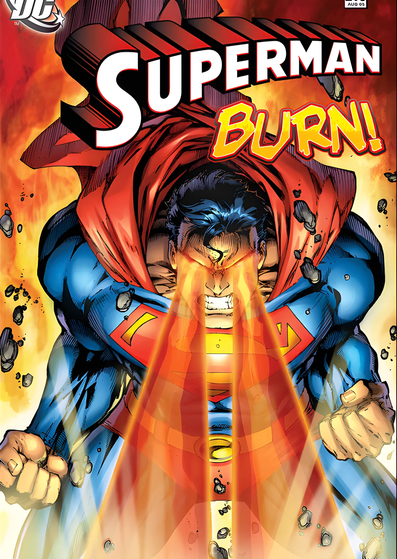 Superman - Alevli Çizgi Roman Kapağı metal tablo