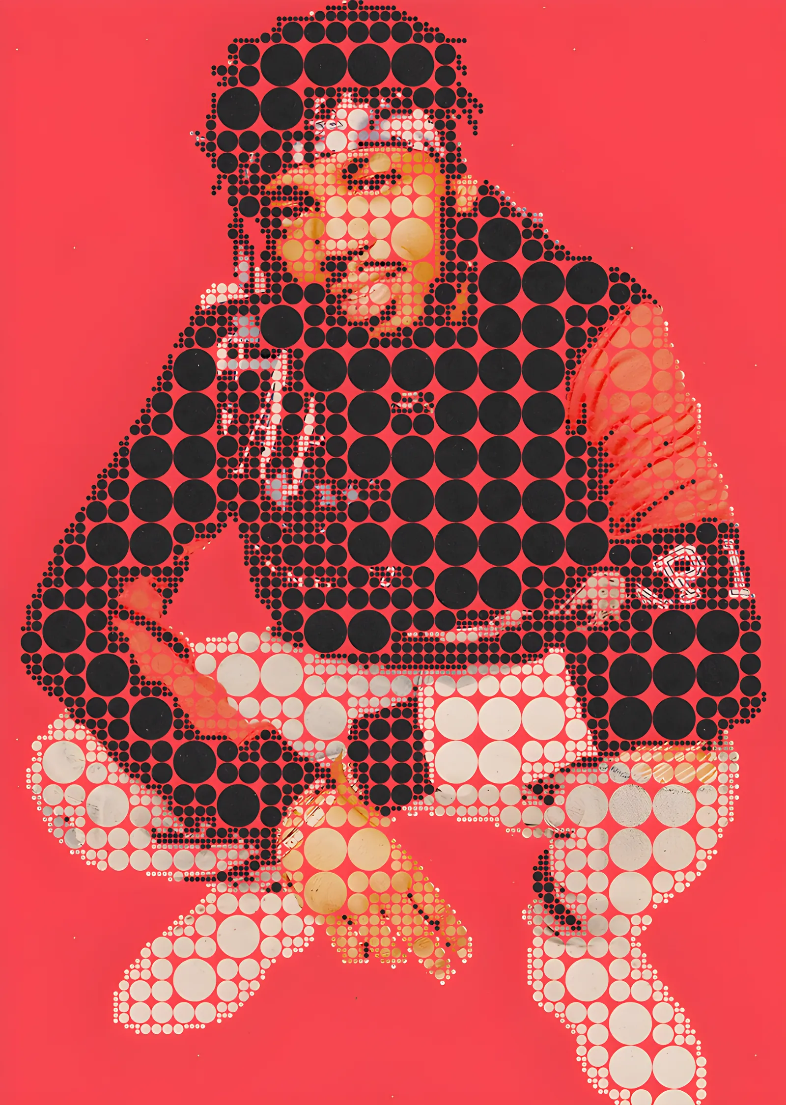 Metro Boomin - Kırmızı Zeminde Oturan Halftone metal tablo