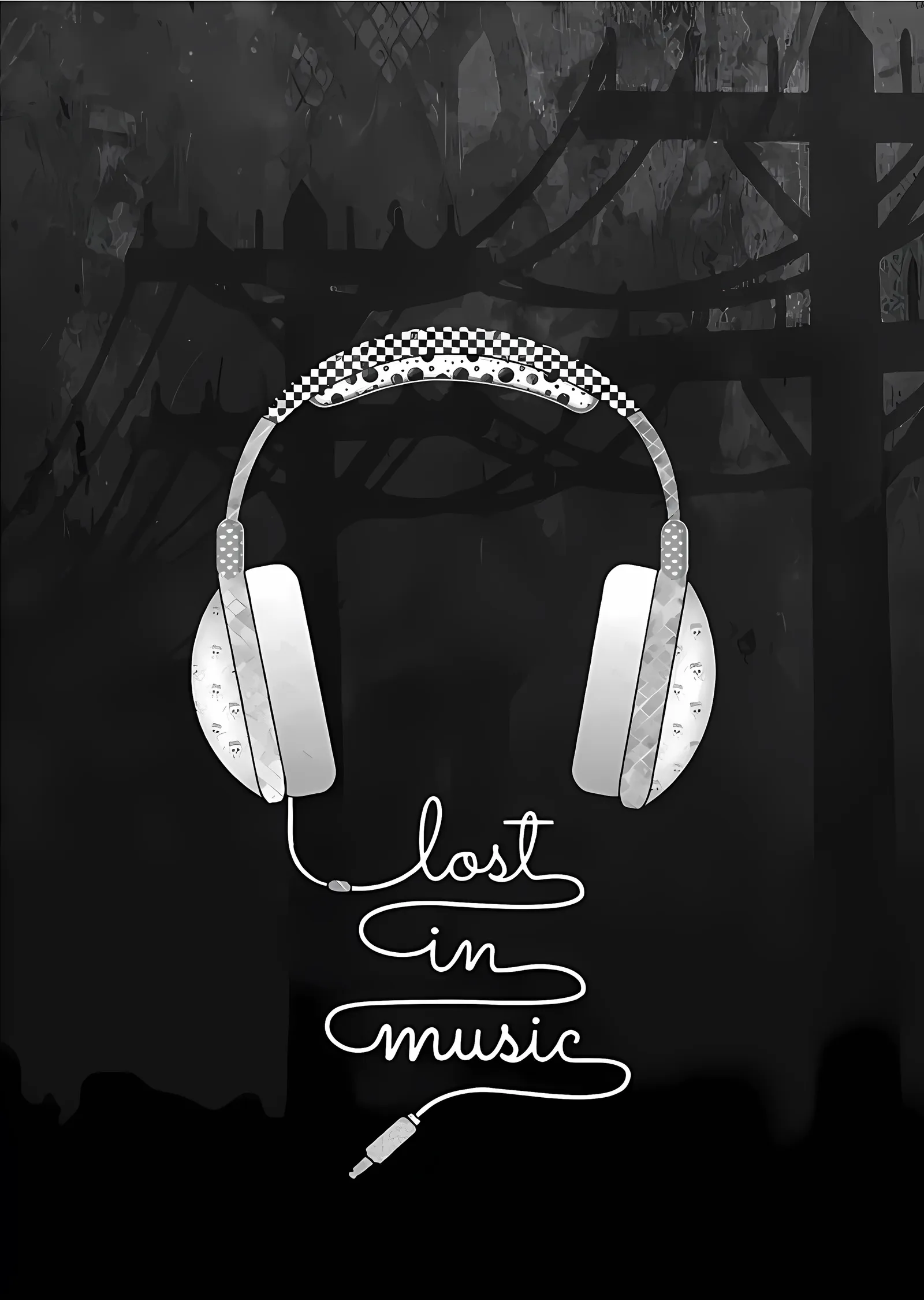 Lost in Music - Kulaklık metal tablo