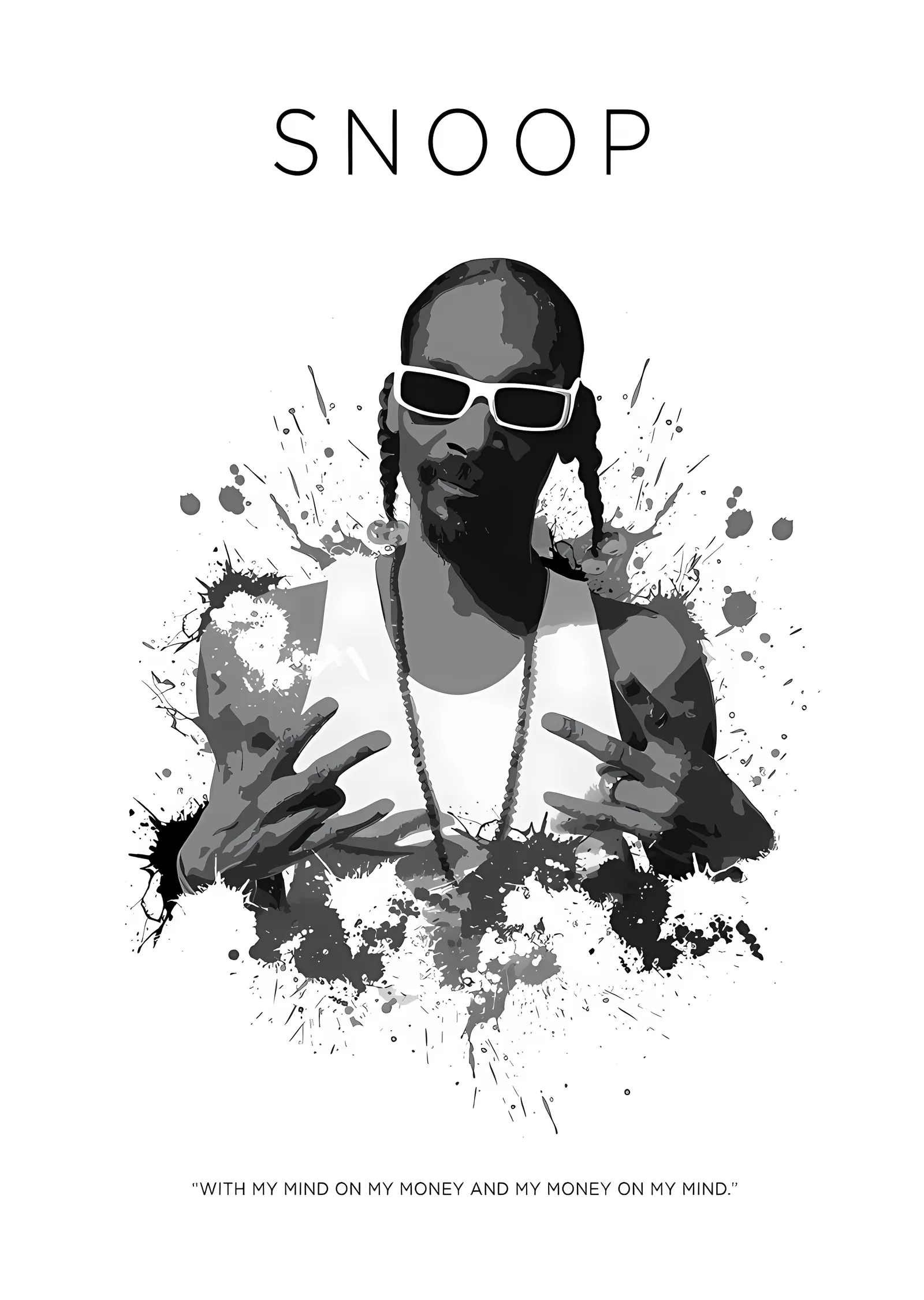 Snoop Dogg - Mürekkep Sıçramalı Portre metal tablo