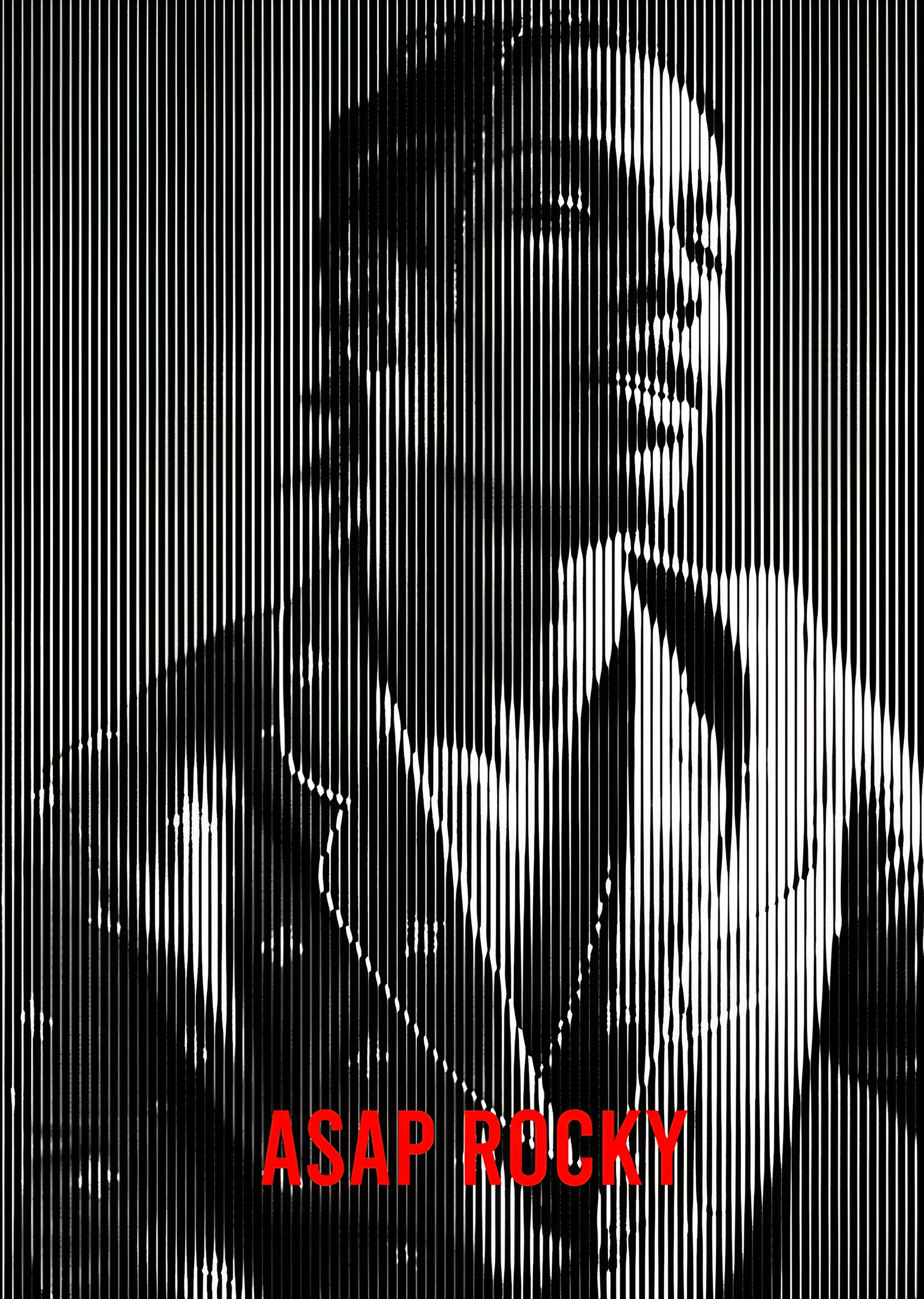 ASAP Rocky - Çizgi Dokulu Gri Portre metal tablo