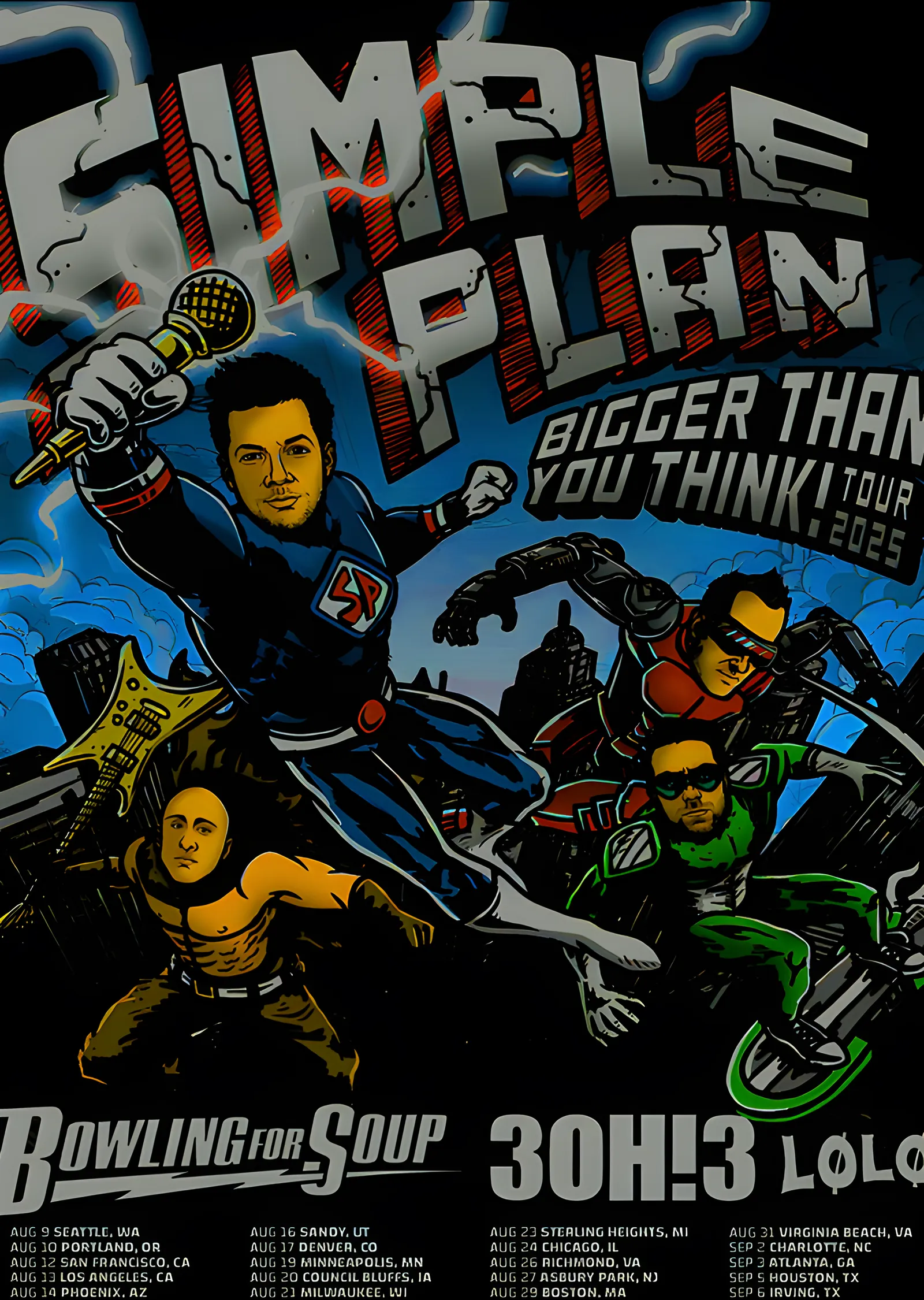 Simple Plan - Süper Kahraman Turne Afişi metal tablo