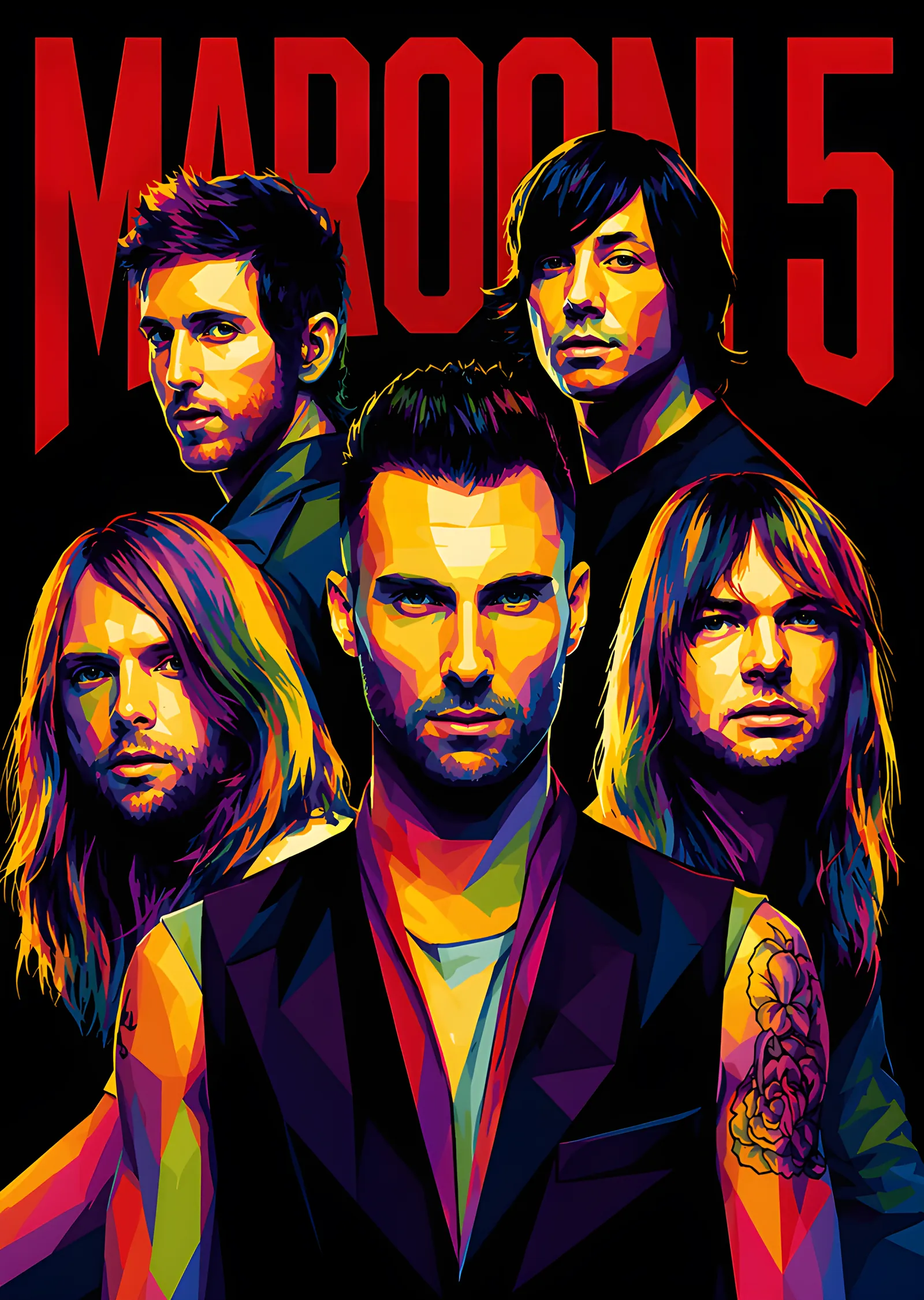 Maroon 5 - Renkli Prizma Grup Portresi metal tablo