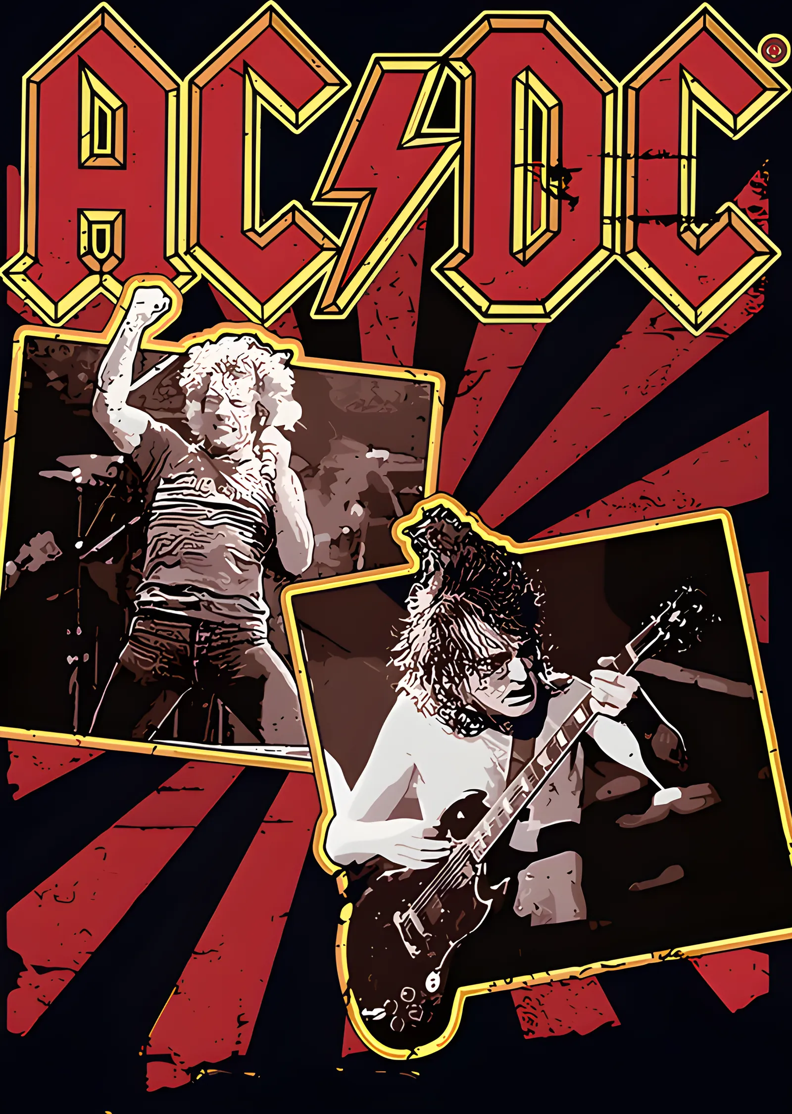 AC/DC - Kırmızı Işınlı Sahne Kolajı metal tablo