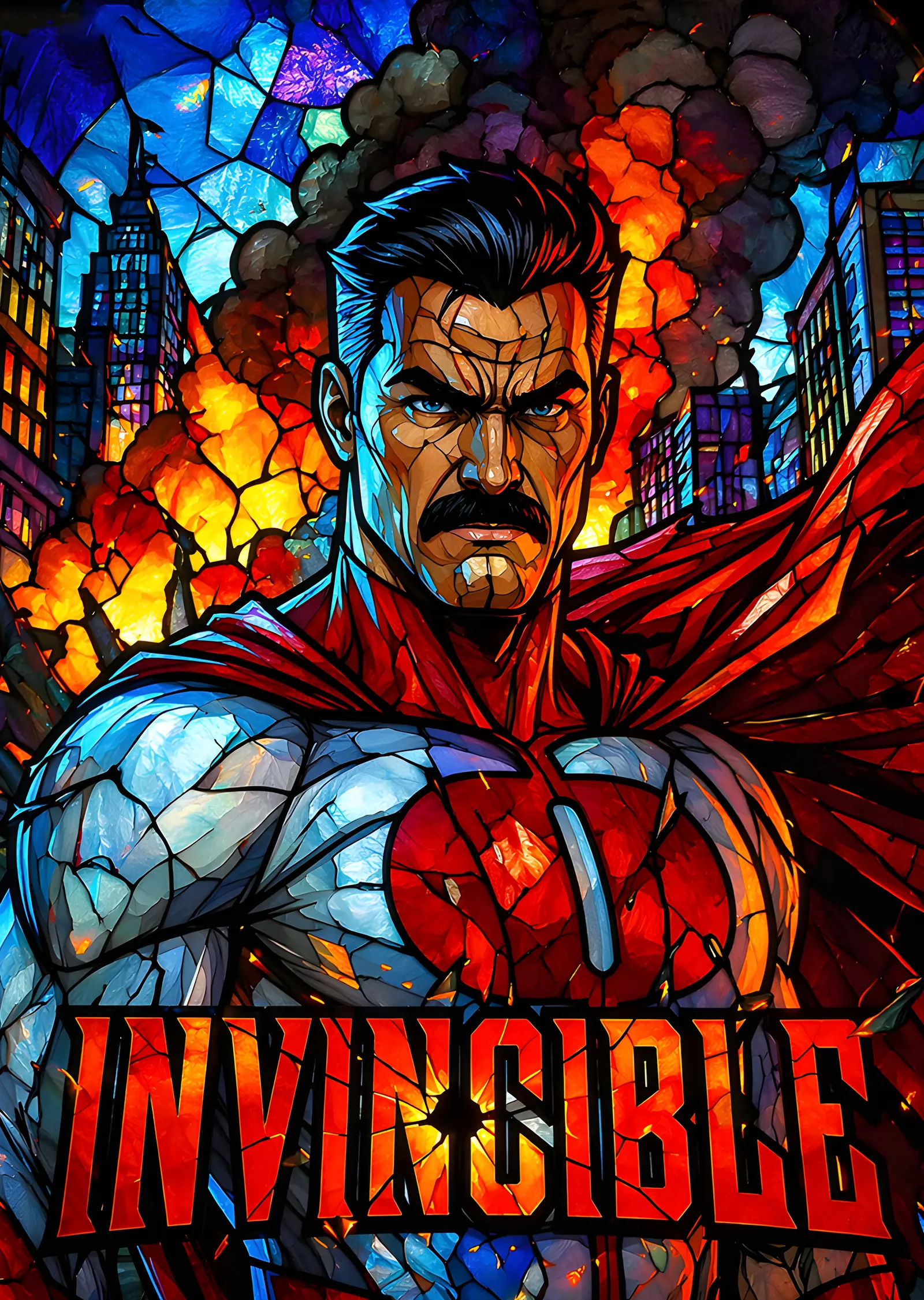 Invincible - Omni-Man Vitray Portresi metal tablo