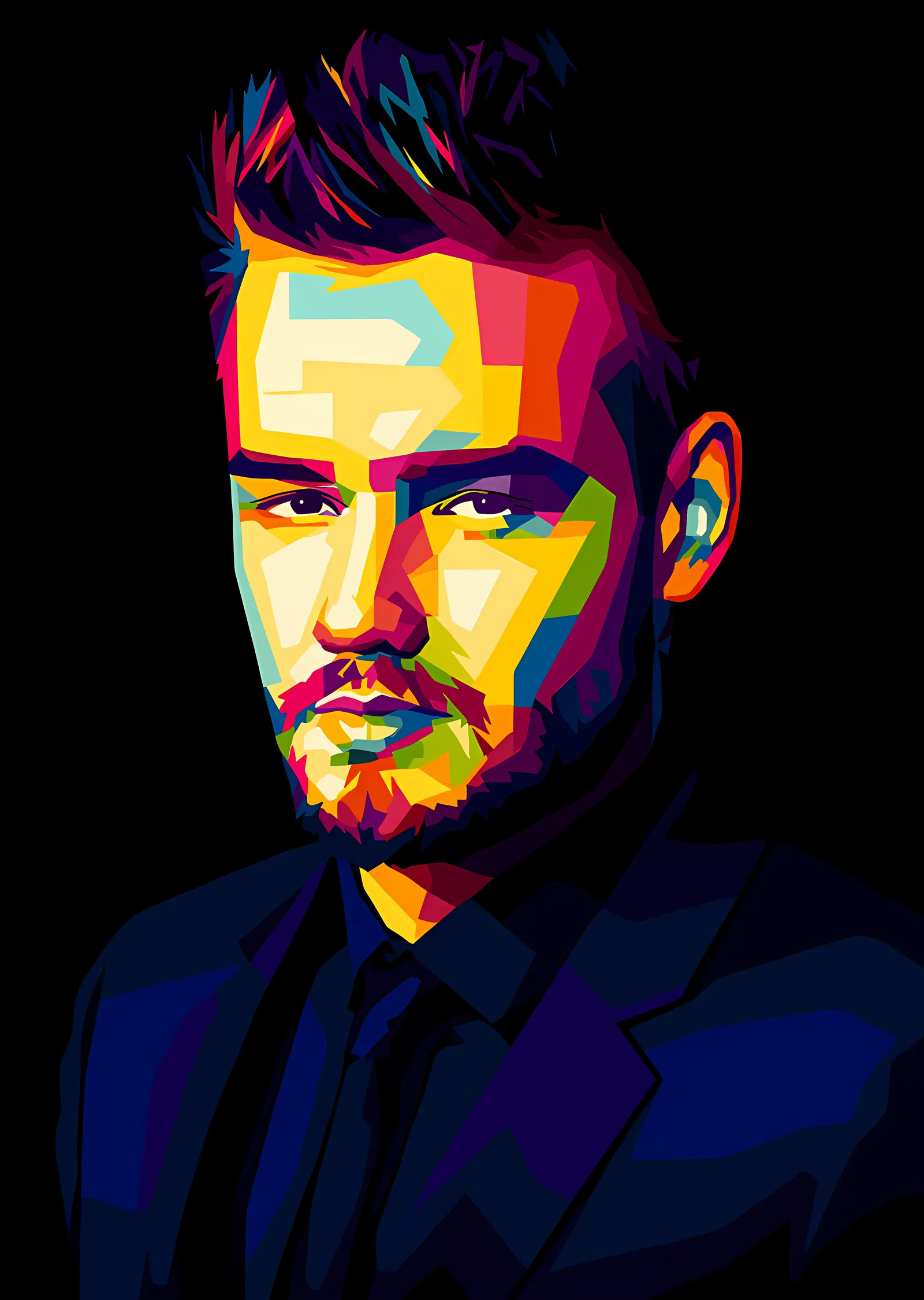 Liam Payne - Neon Yüzlü Portre metal tablo