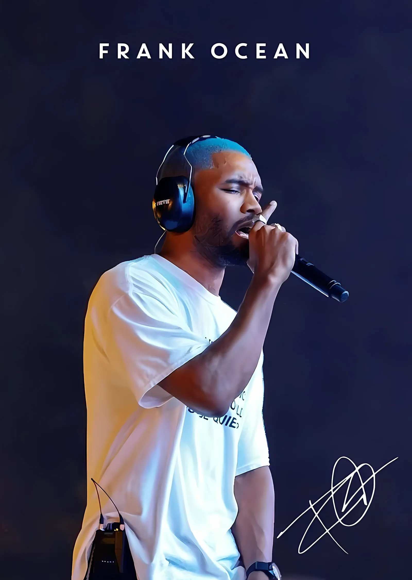 Frank Ocean - Kulaklıkla Portre metal tablo