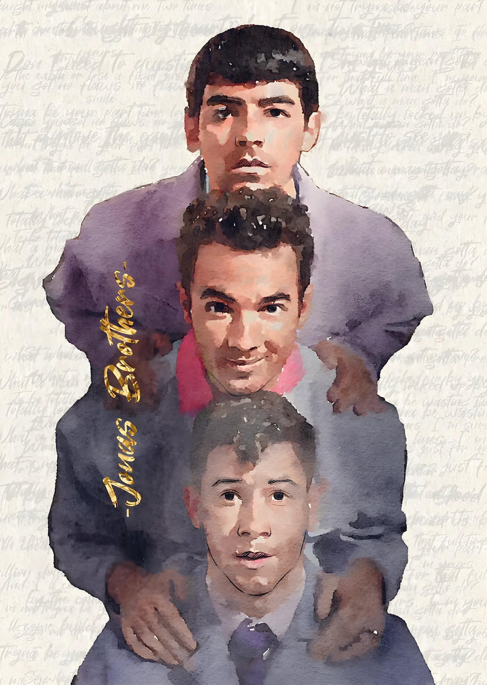 Jonas Brothers - Üç Kardeş Suluboya metal tablo