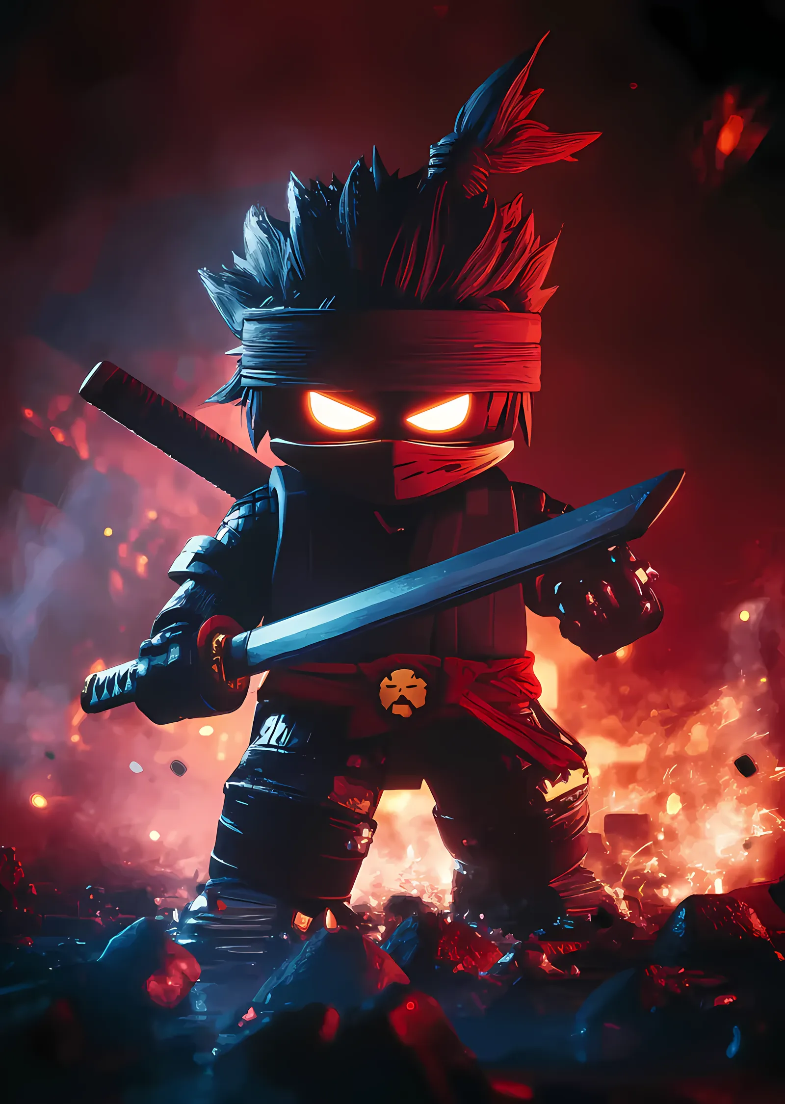 Minecraft - Kızıl Ninja Savaşçı metal tablo