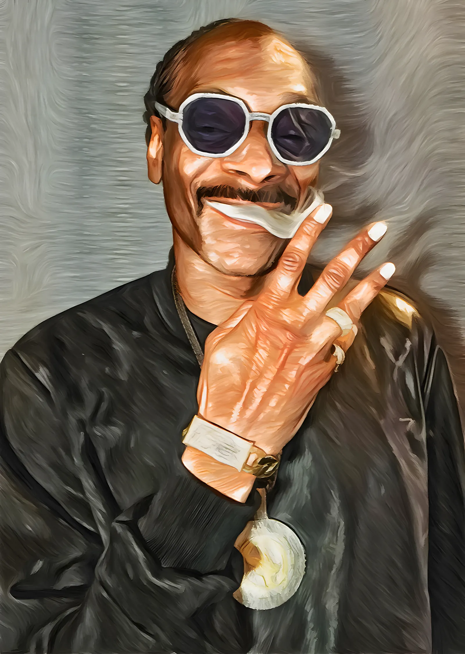 Snoop Dogg - Yağlıboya Dokulu Portre metal tablo