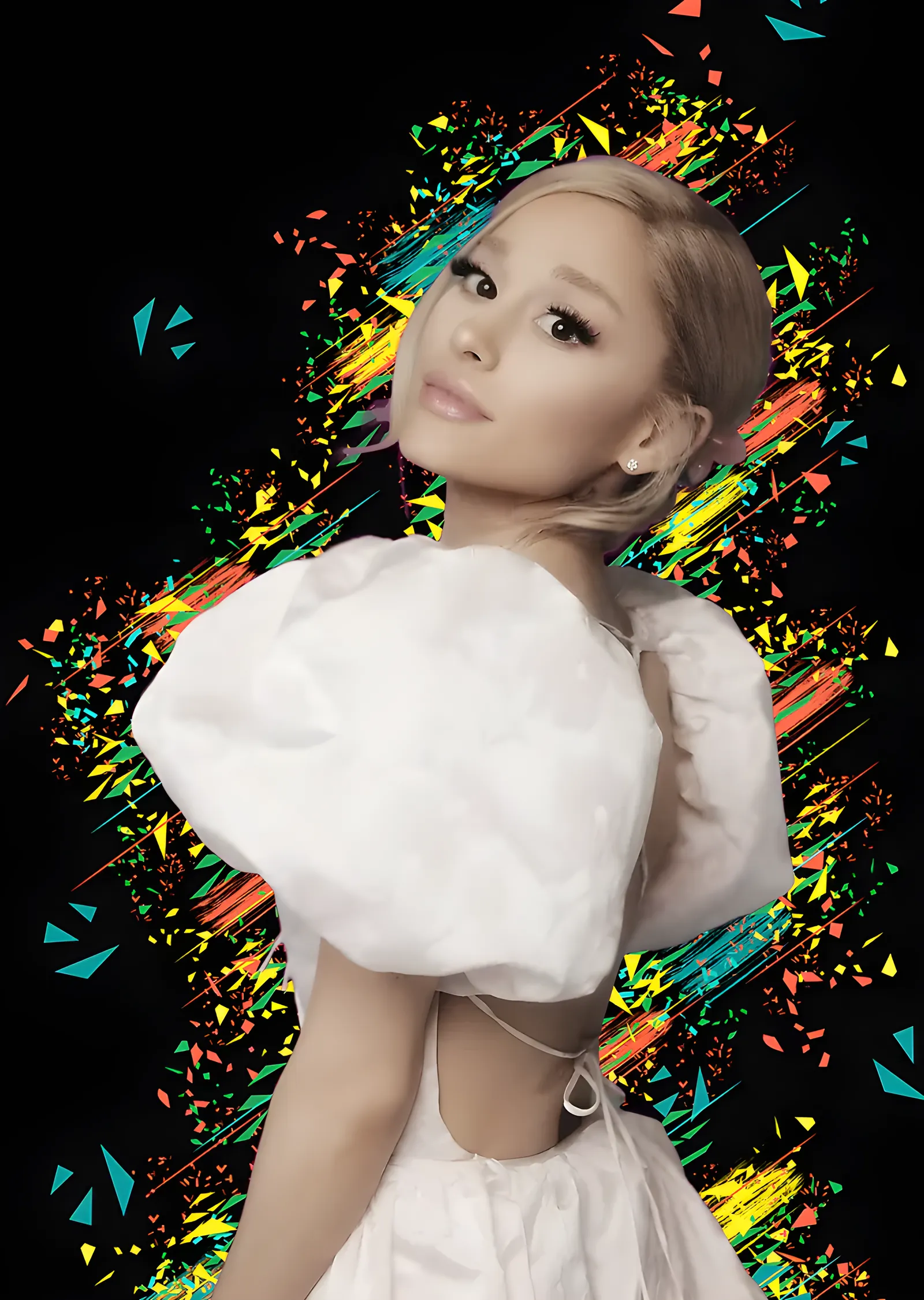 Ariana Grande - Renkli Sıçramalar metal tablo