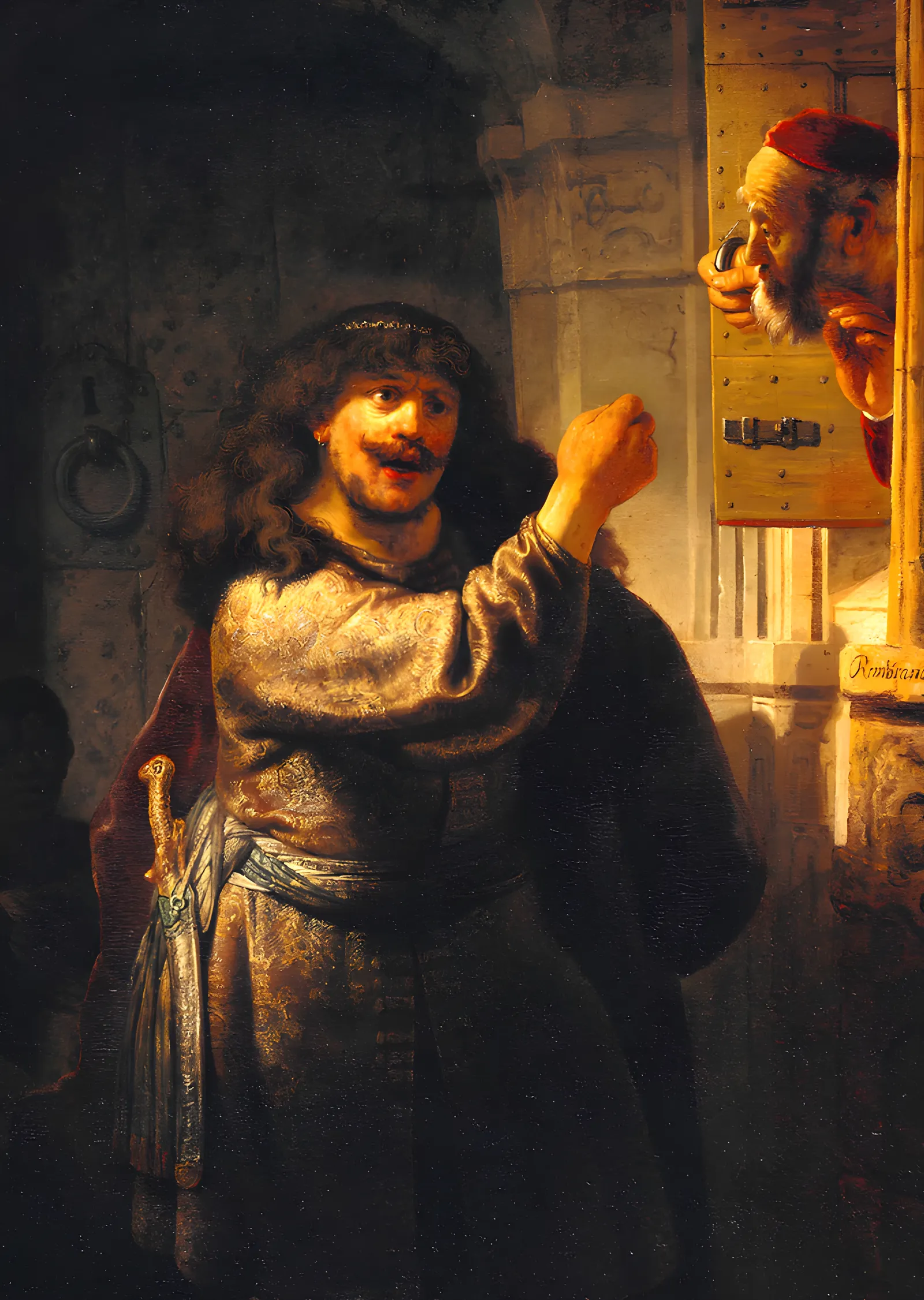 Samson Kayınpederini Tehdit Ediyor - Rembrandt metal tablo