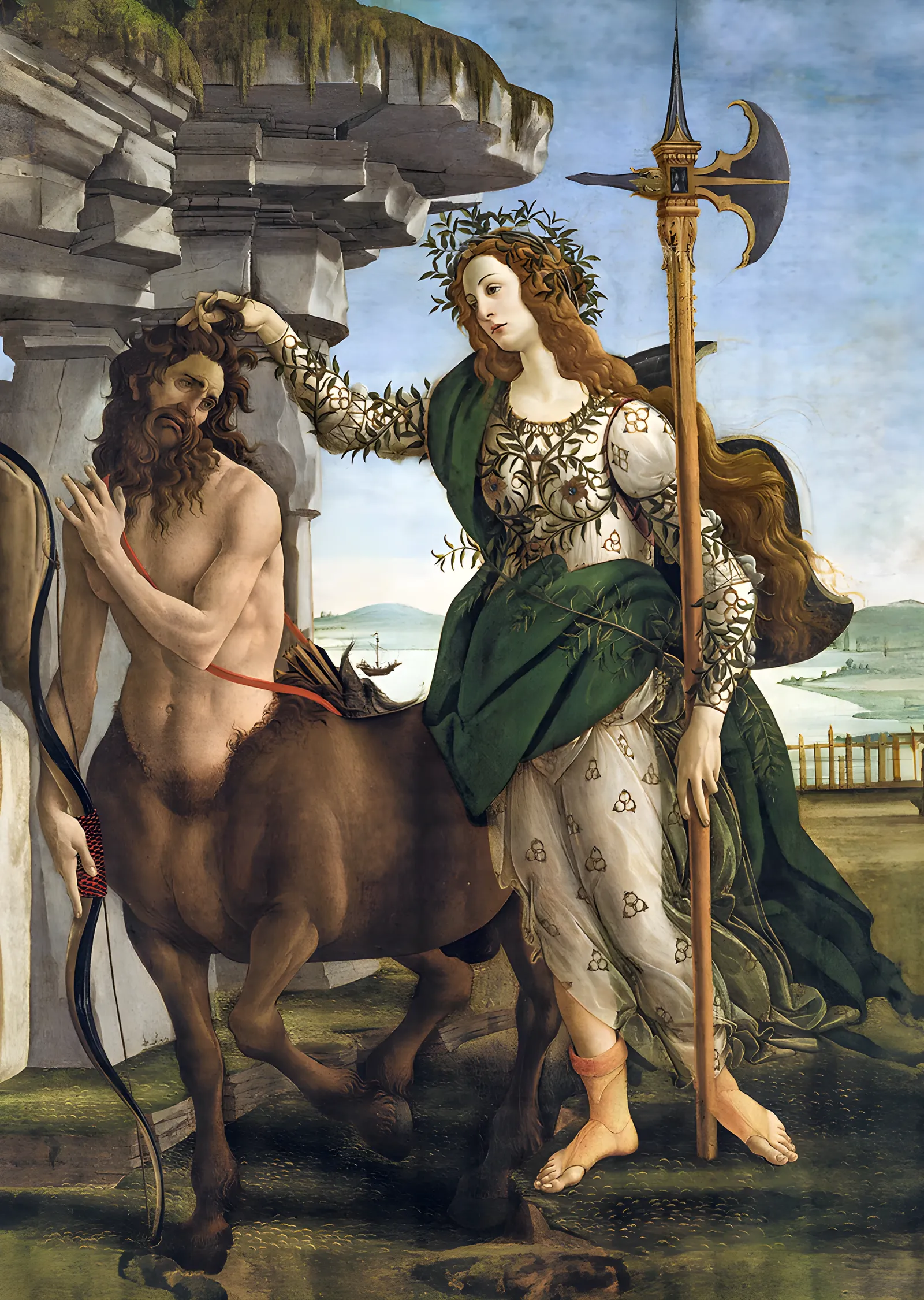 Botticelli - Pallas ve Kentaur Tam Kare metal tablo