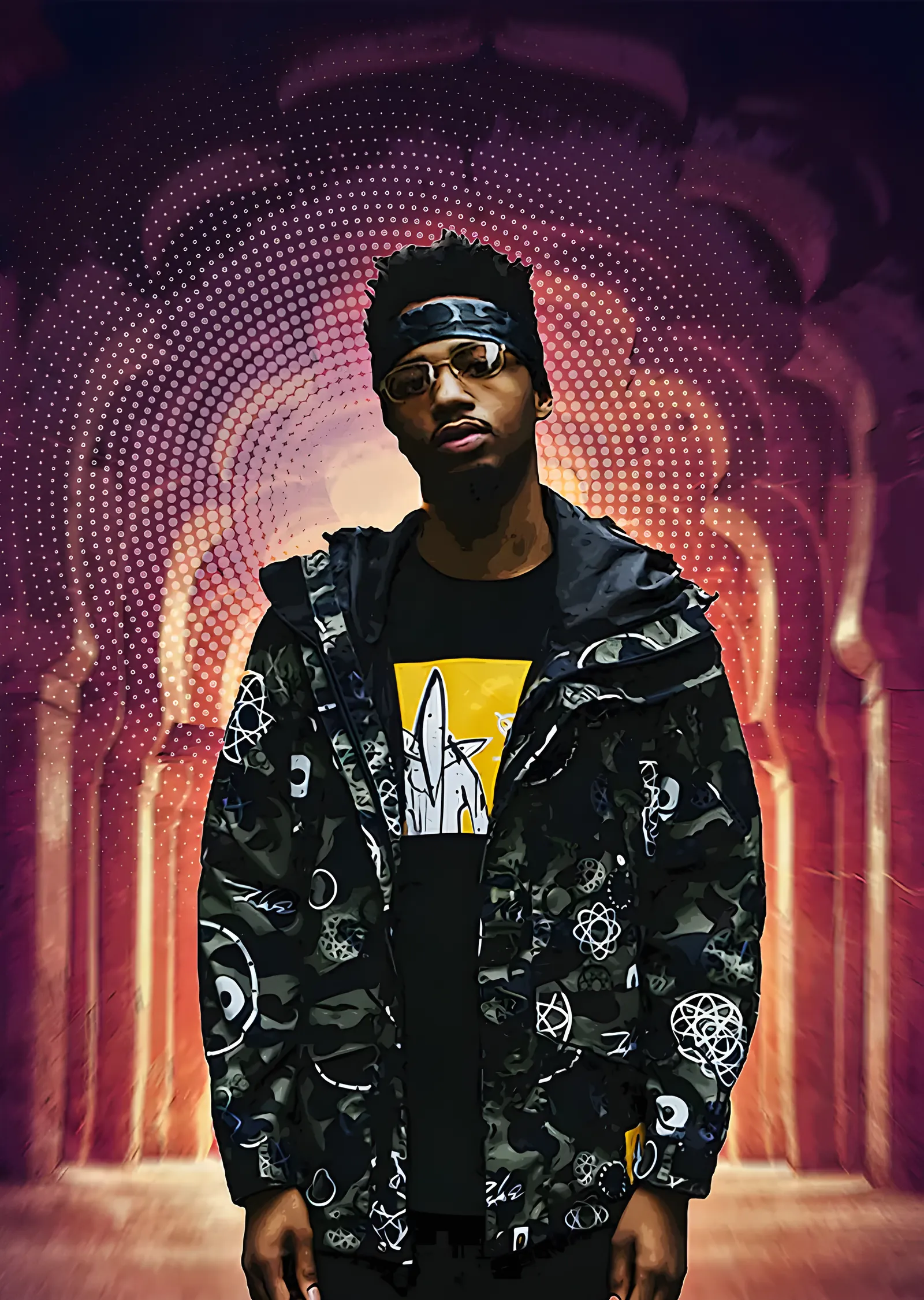 Metro Boomin - Mor Işıkta Portre metal tablo