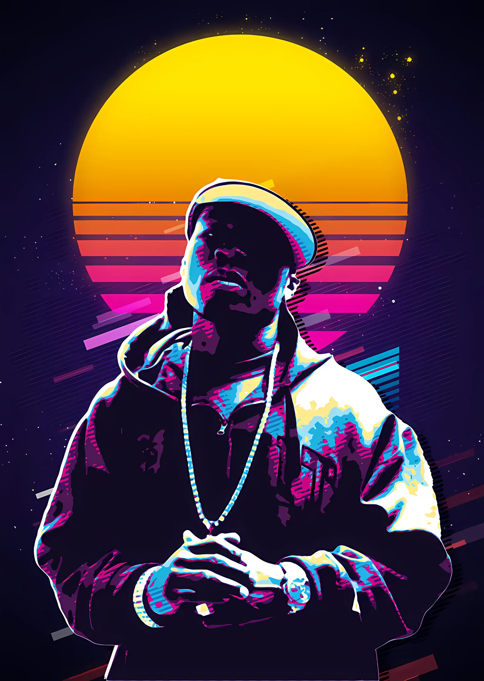 50 Cent - Sarı Güneşli Retro Portre metal tablo