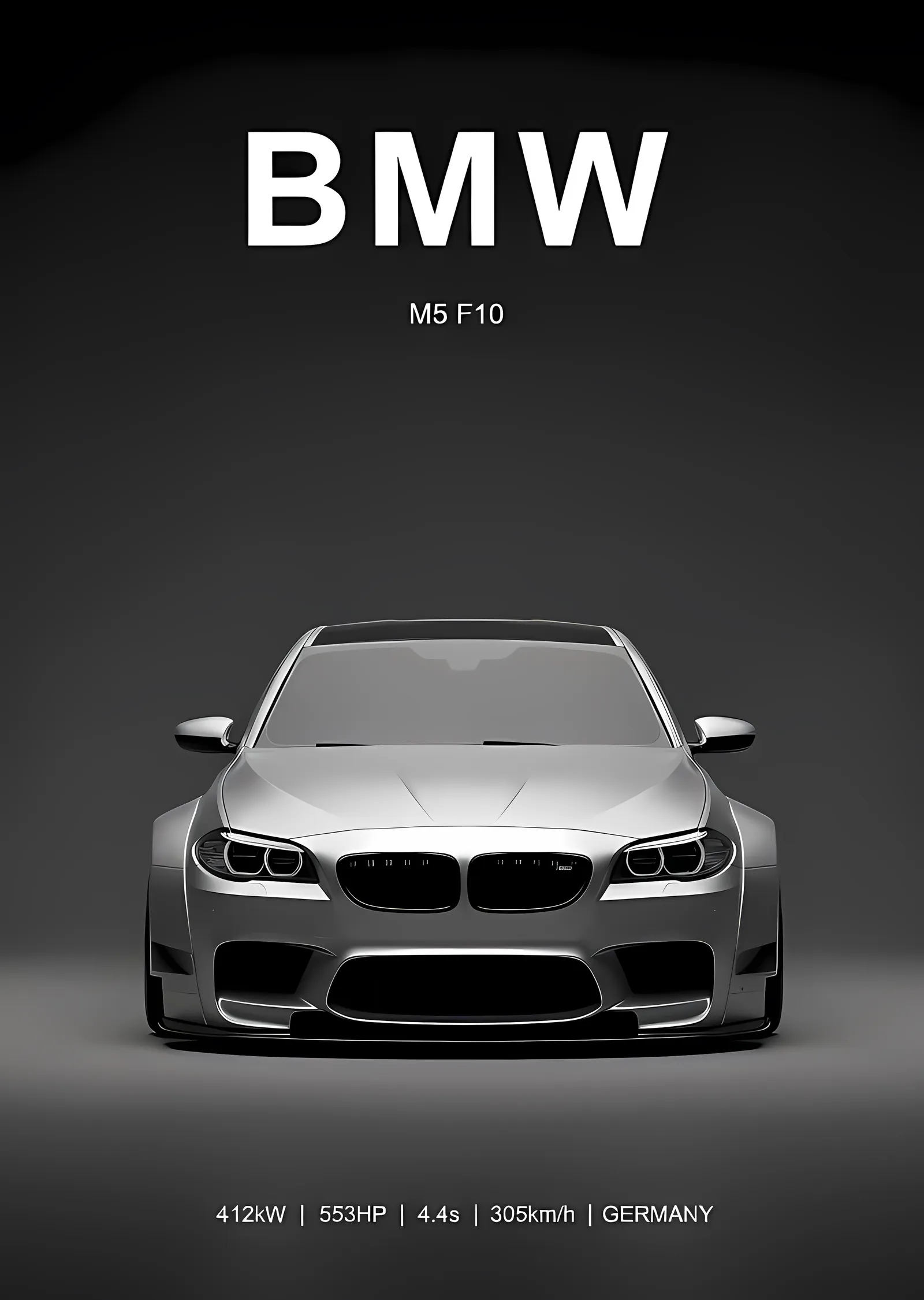 BMW M5 F10 · Gümüş Cephe metal tablo