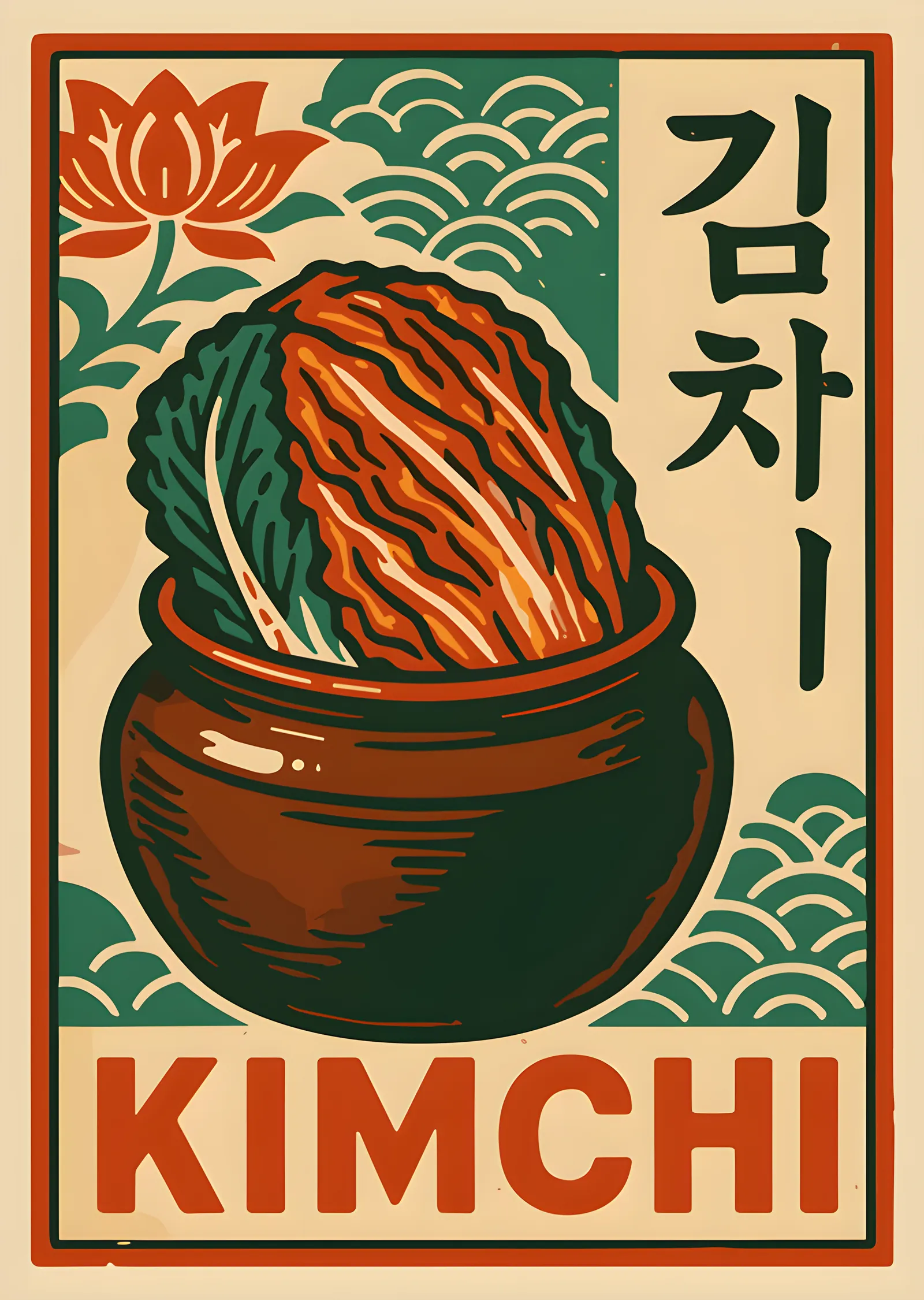 Kimchi - Kore Mutfağı Afişi metal tablo