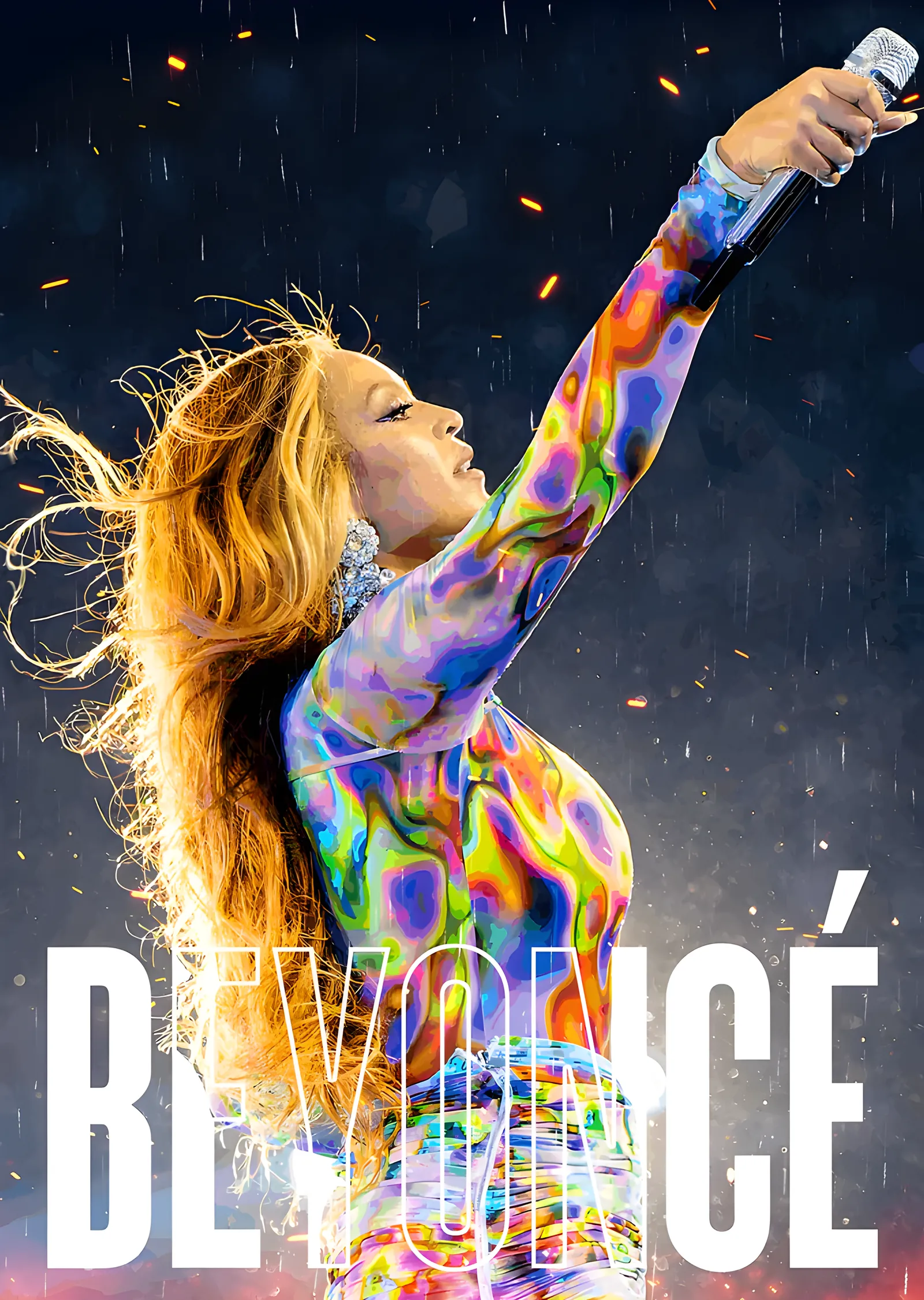 Beyoncé - Renkli Kostümde Zafer Anı metal tablo