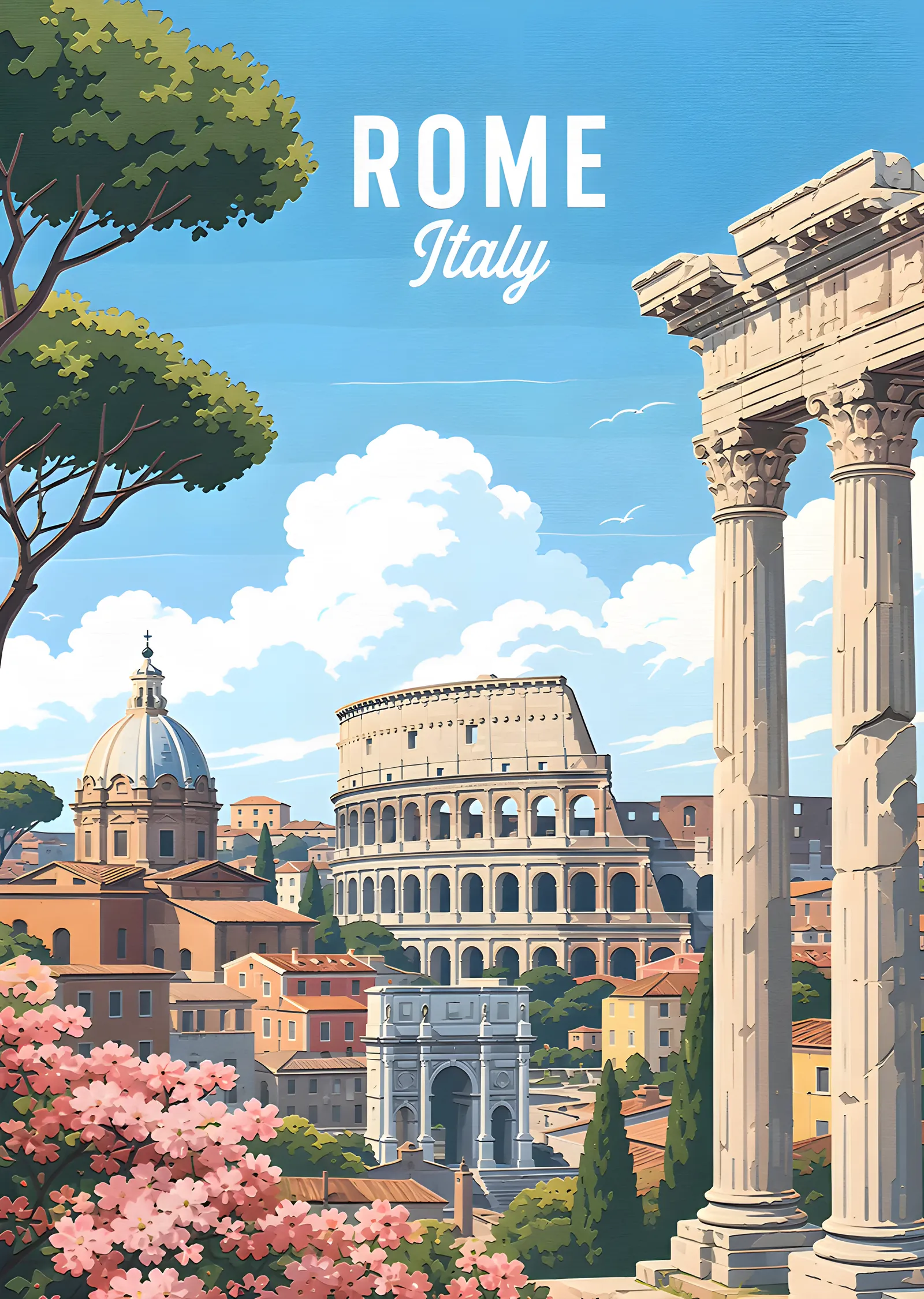 Rome - Vintage Seyahat Afişi metal tablo