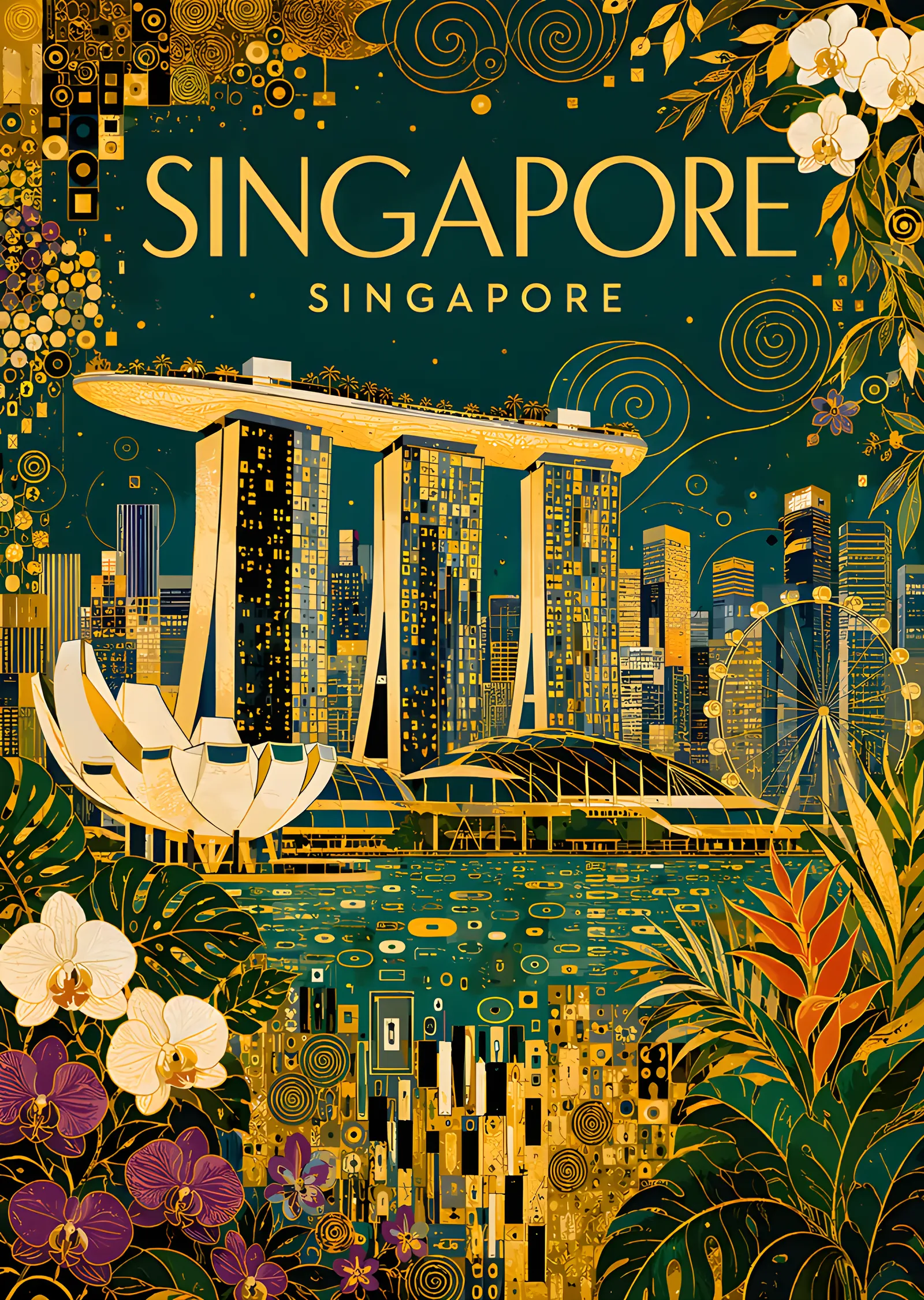 Singapore - Dekoratif Afiş metal tablo