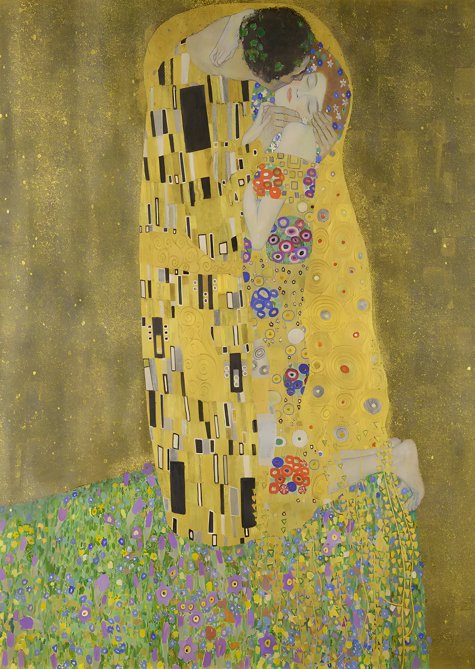 Gustav Klimt - Öpücük Tam Kadraj metal tablo