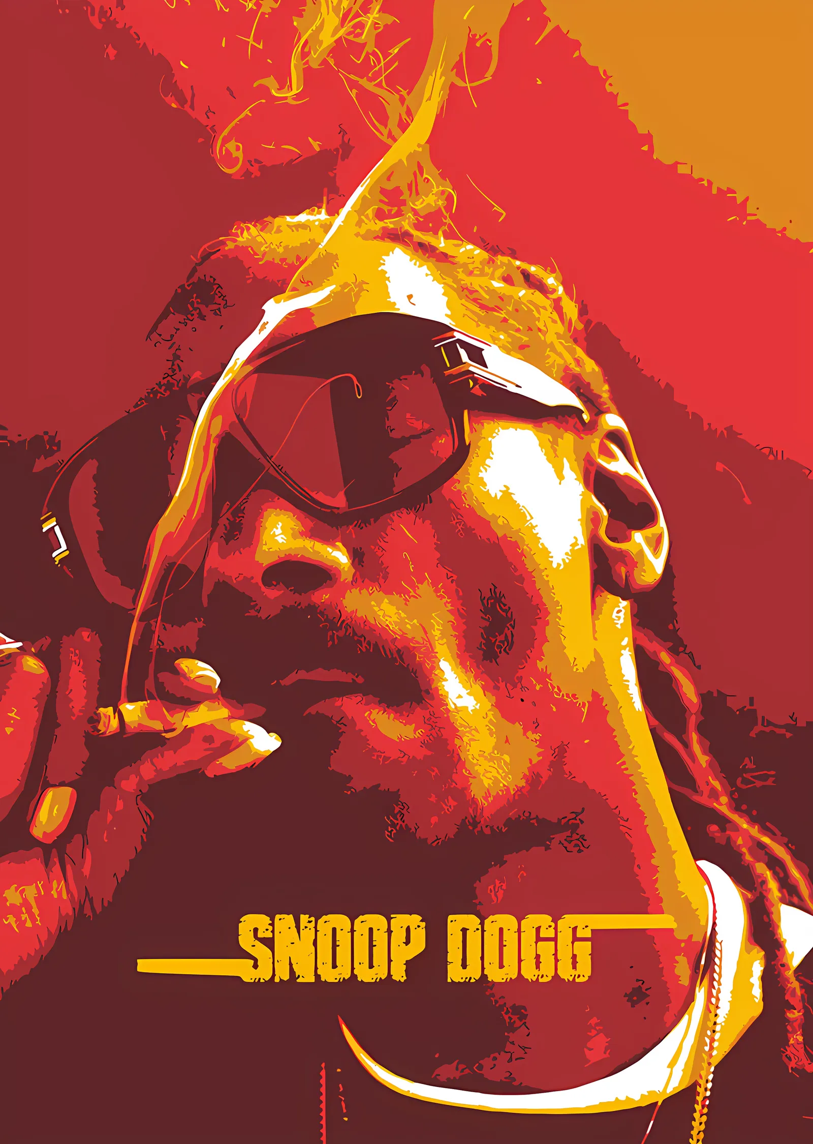 Snoop Dogg - Kırmızı Sarı Poster Portre metal tablo