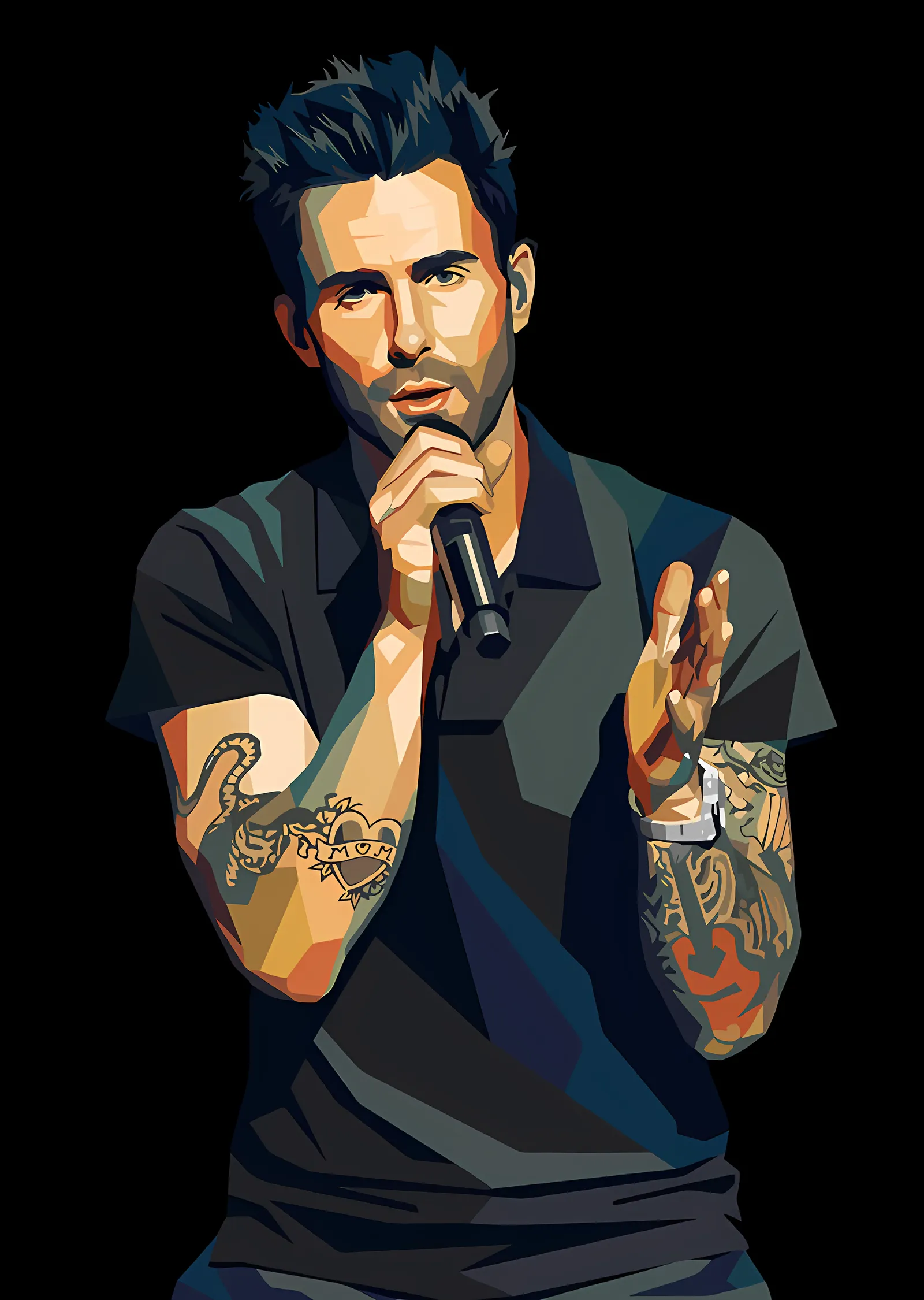 Adam Levine - Vektör Sahne Portresi metal tablo