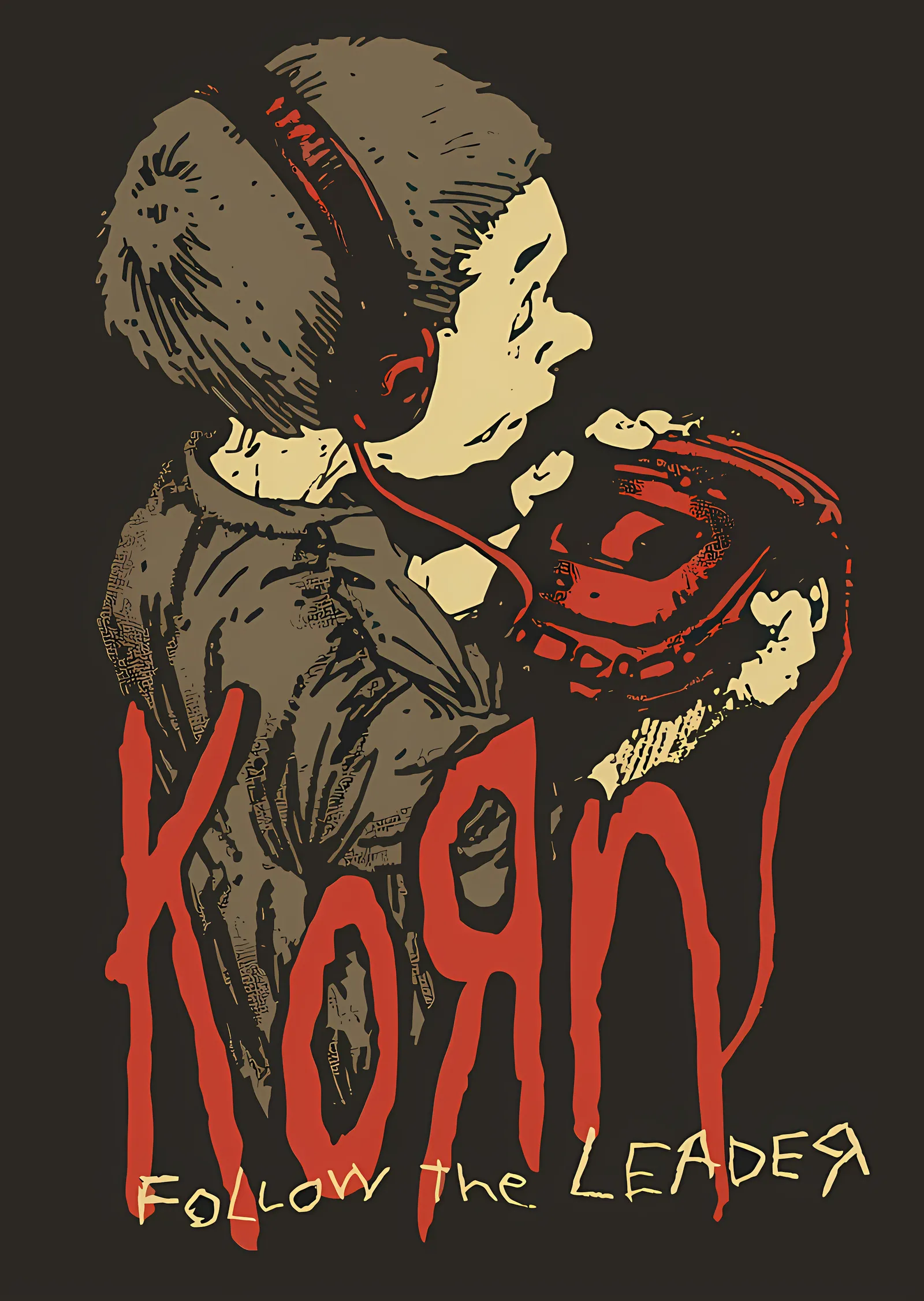 Korn - Kulaklıklı Çocuk Çizimi metal tablo