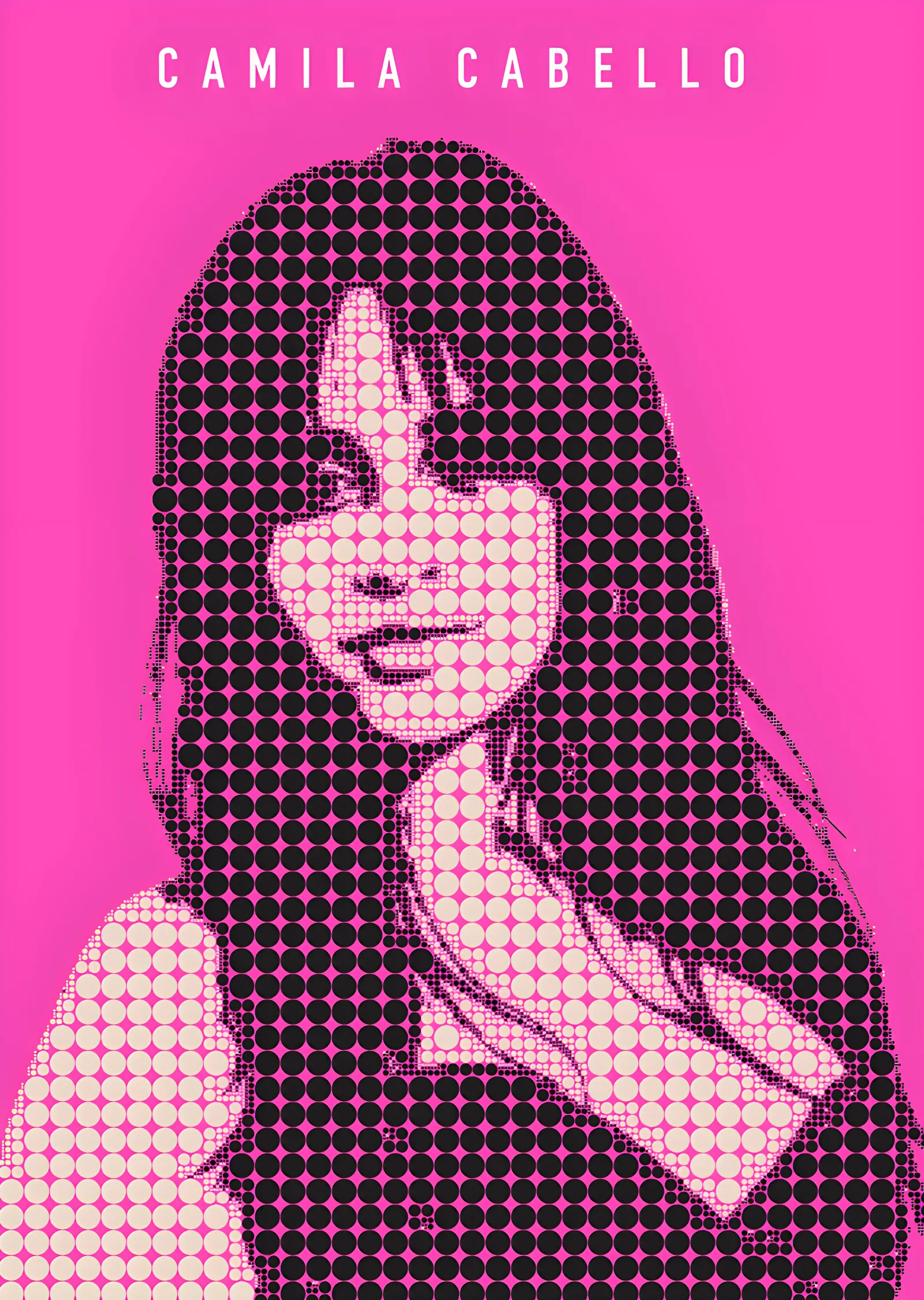 Camila Cabello - Fuşya Halftone Portre metal tablo
