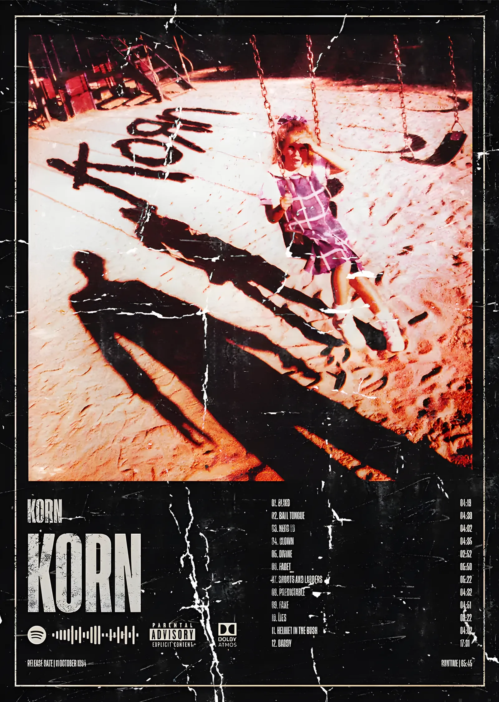 Korn - İlk Albüm Şarkı Listesi metal tablo