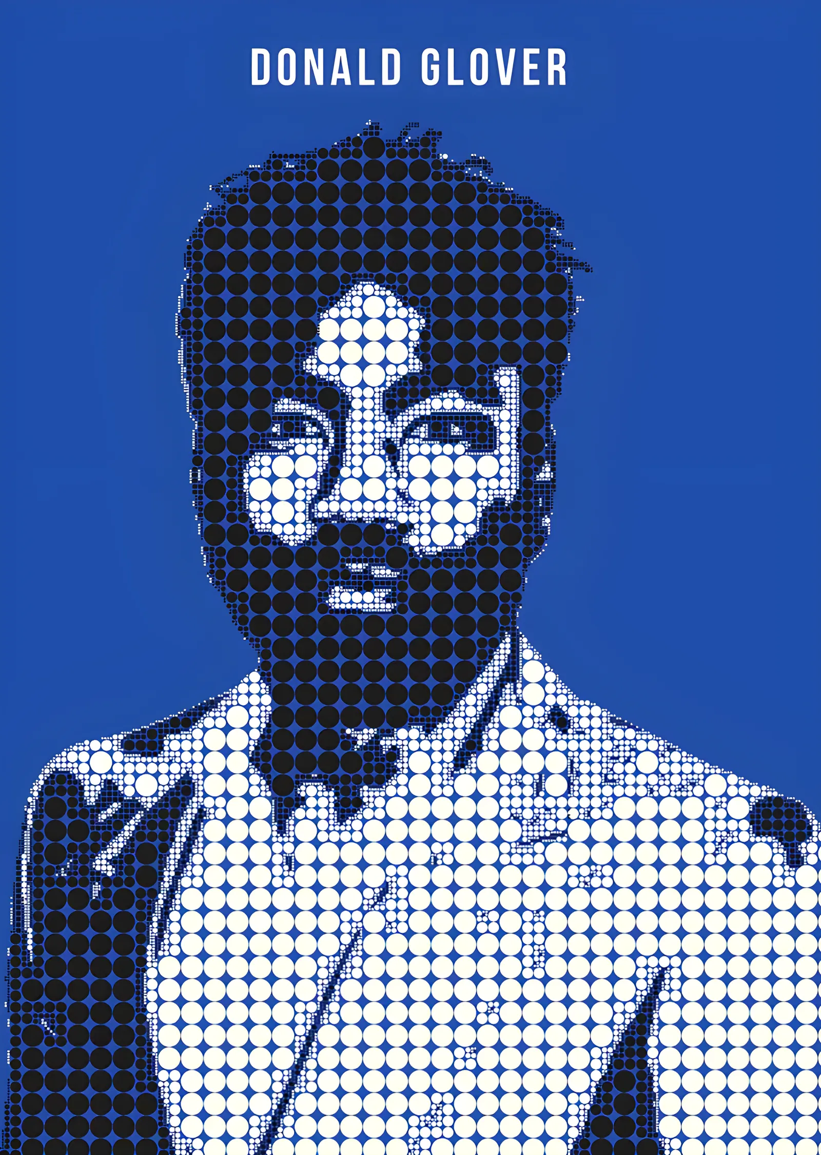 Donald Glover - Mavi Halftone Portre metal tablo