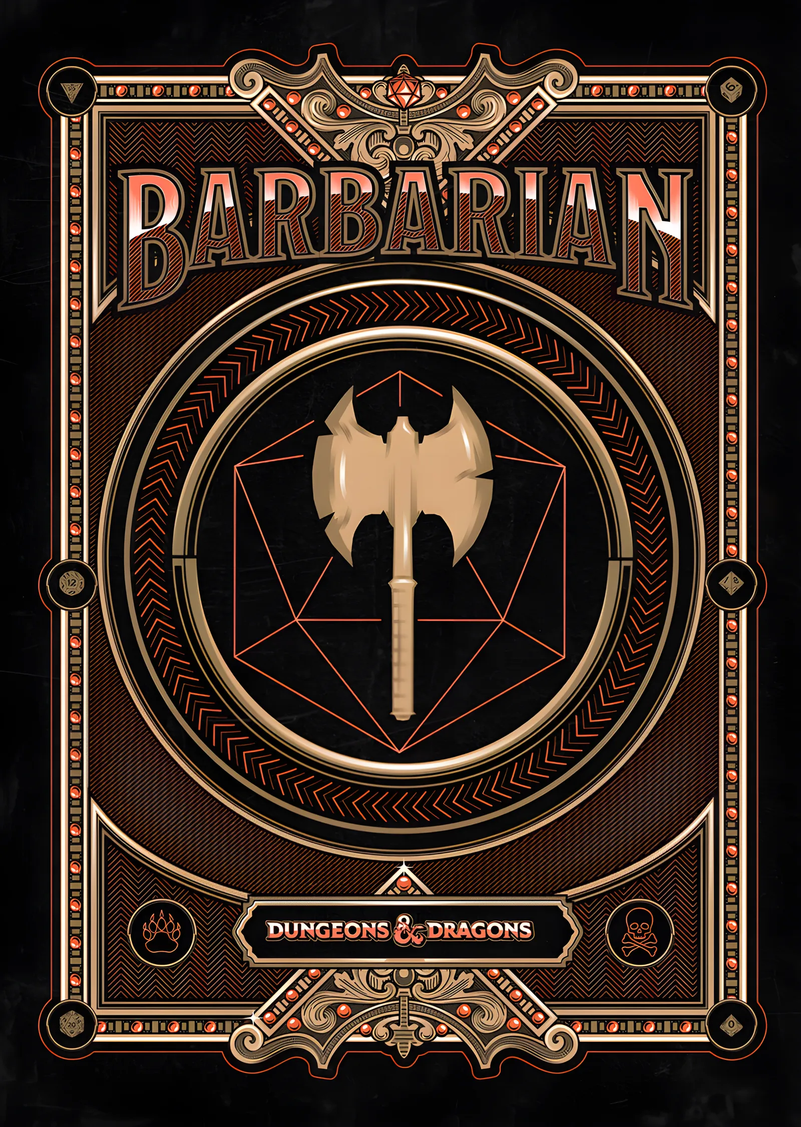 Barbarian - Altın Çerçeveli Balta Amblemi metal tablo
