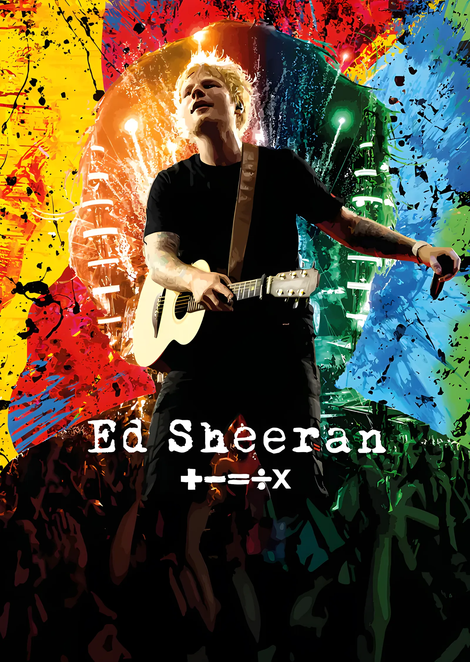 Ed Sheeran - Renk Sıçramalı Sahne Afişi metal tablo
