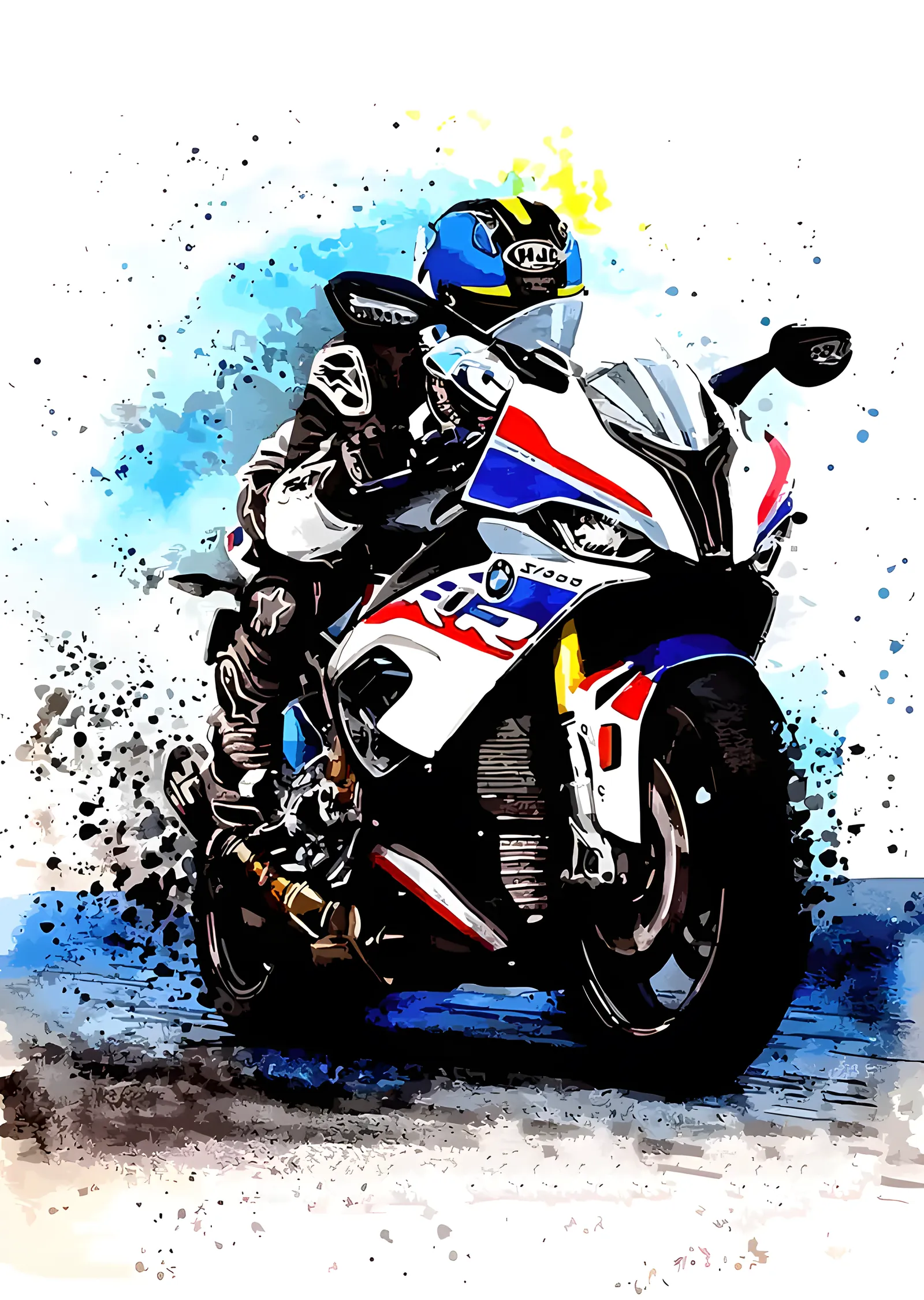 BMW S1000RR - Suluboya Yarış Sahnesi metal tablo