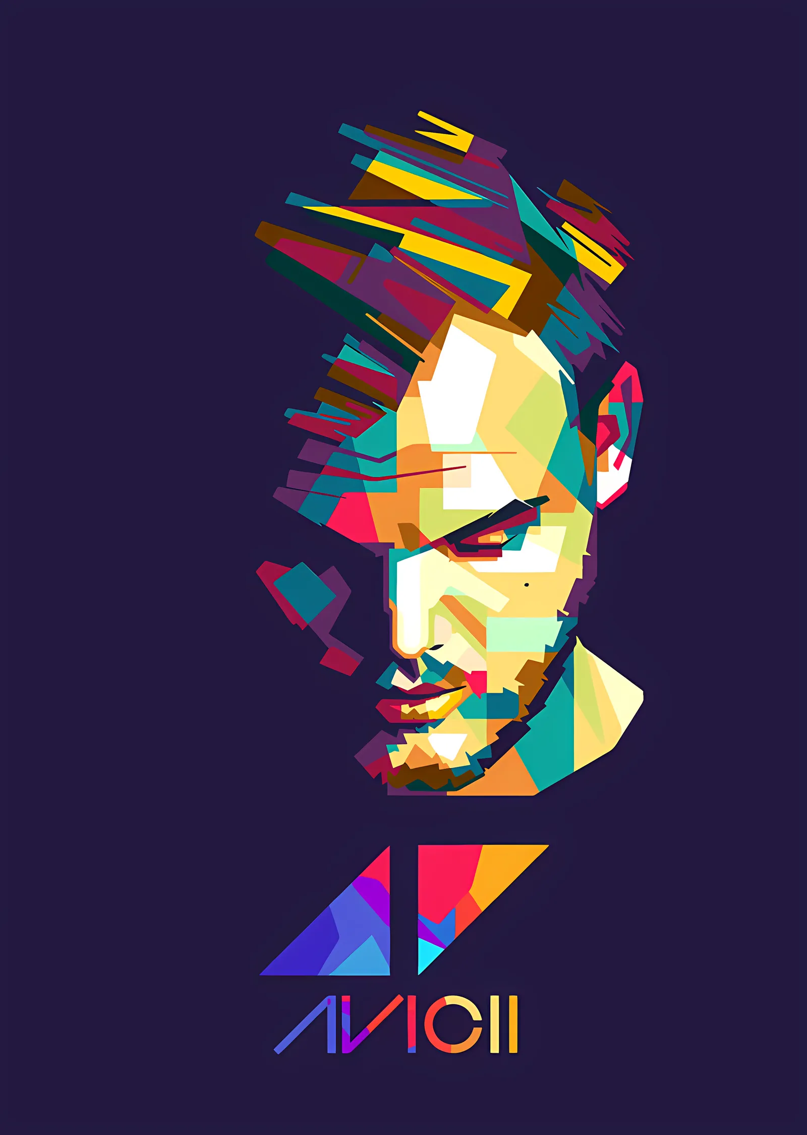 Avicii - Parçalı Renk Portresi metal tablo