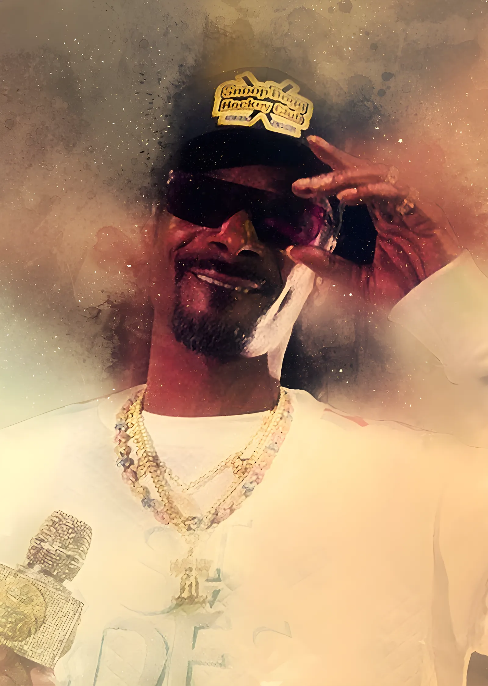 Snoop Dogg - Krem Zeminde Suluboya Portre metal tablo