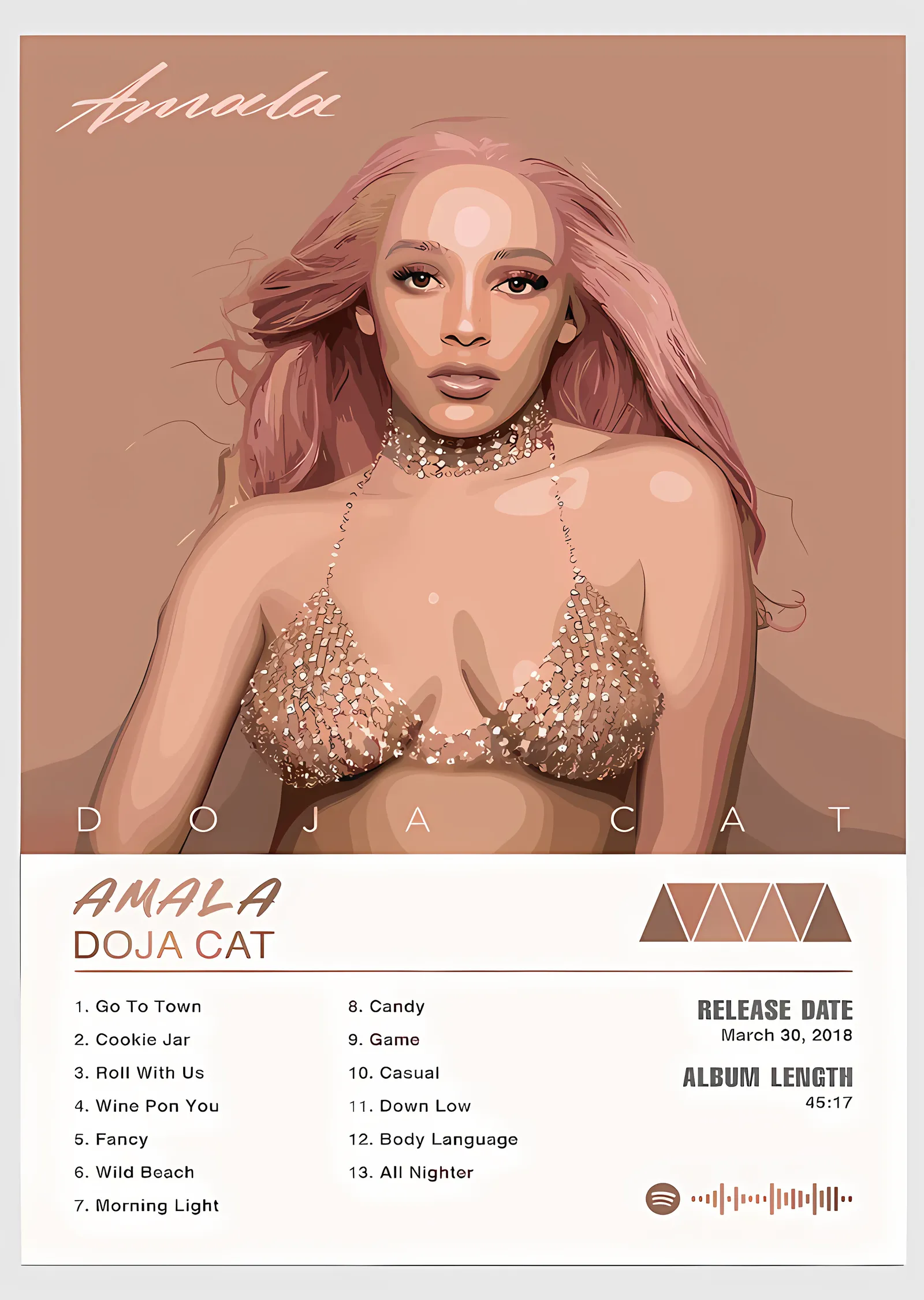 Doja Cat - Amala Albüm Kartı metal tablo