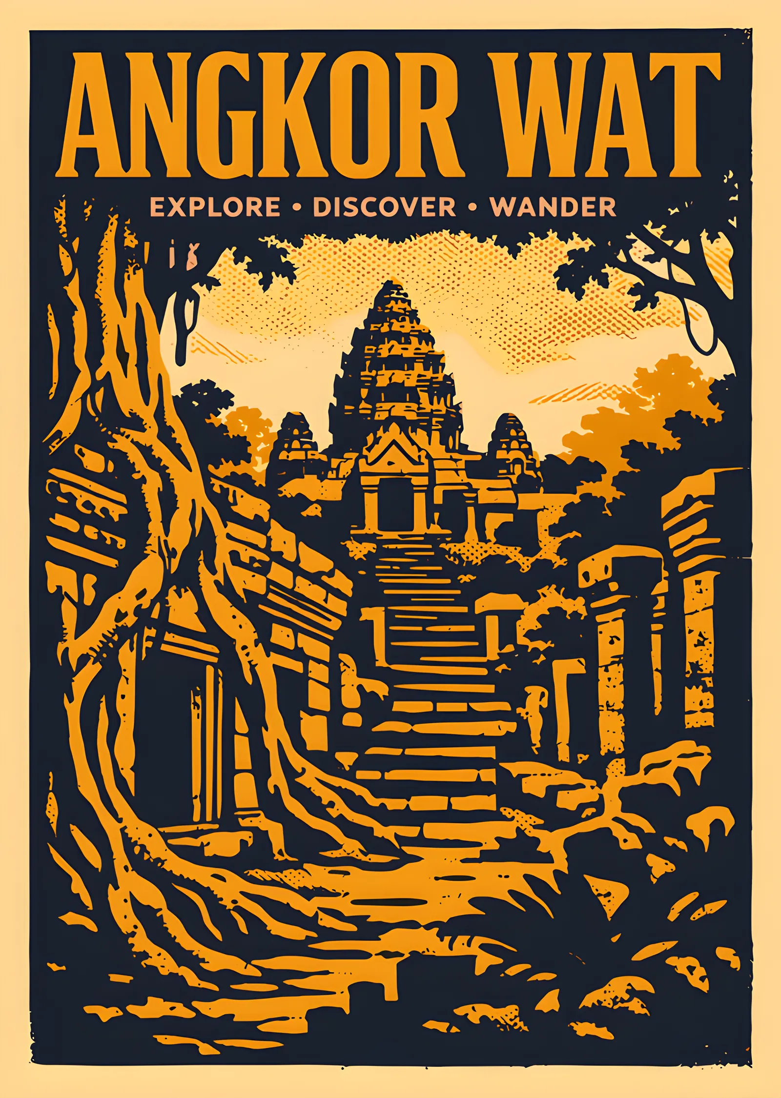 Angkor Wat - Explore Discover Wander metal tablo