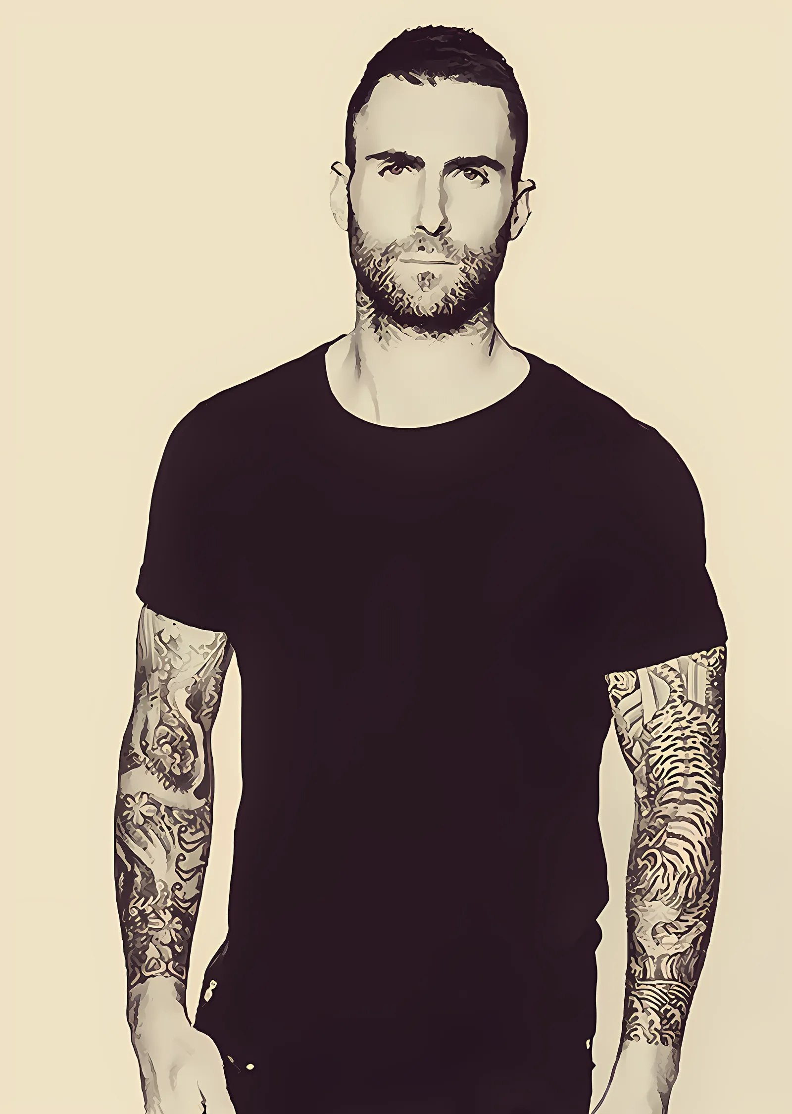 Adam Levine - Sade Zeminde Tam Boy metal tablo