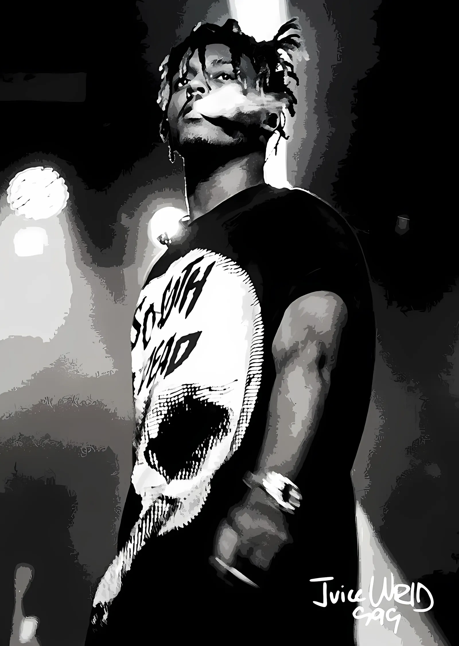 Juice WRLD - Kuru Kafalı Tişört Portresi metal tablo