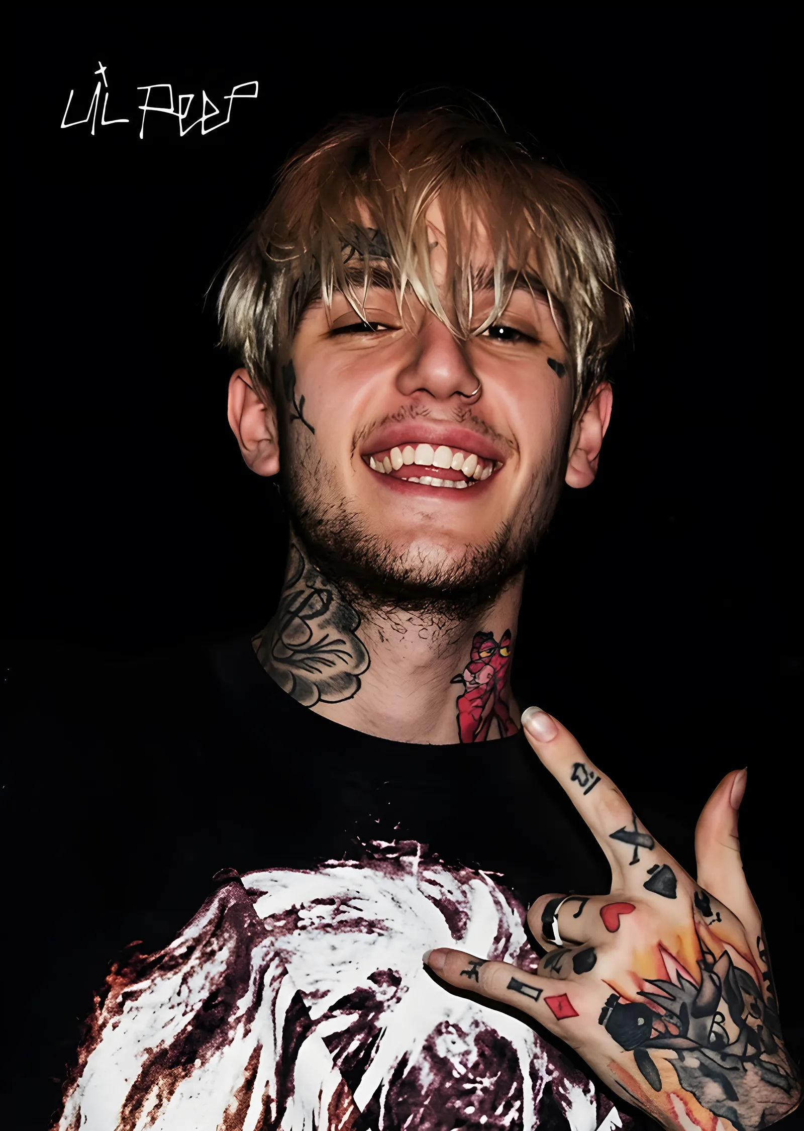 Lil Peep - Gülümseyen Portre metal tablo
