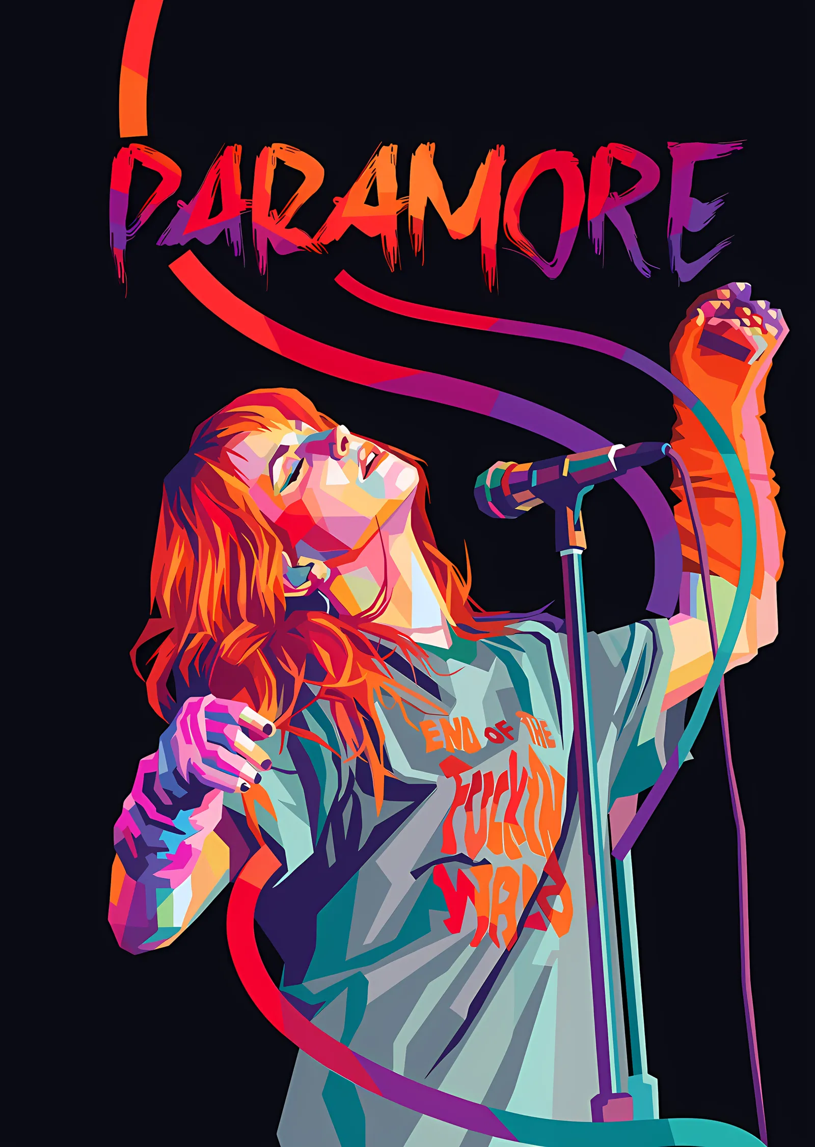 Paramore - Neon Mikrofon Portresi metal tablo