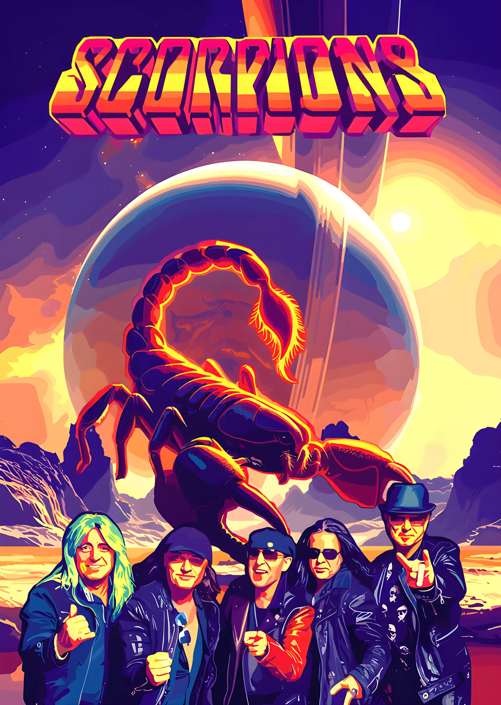 Scorpions - Retro Gezegende Akrep metal tablo