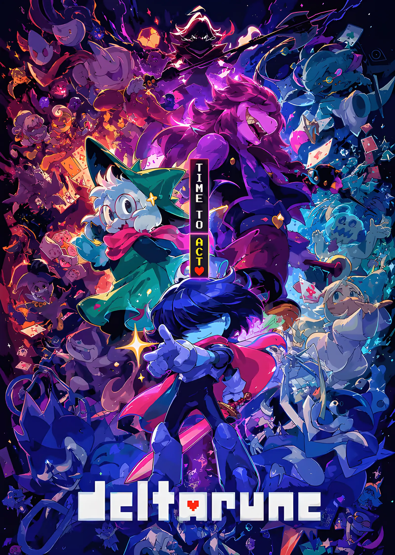 Deltarune - Time To Act Mor Sarmalı metal tablo